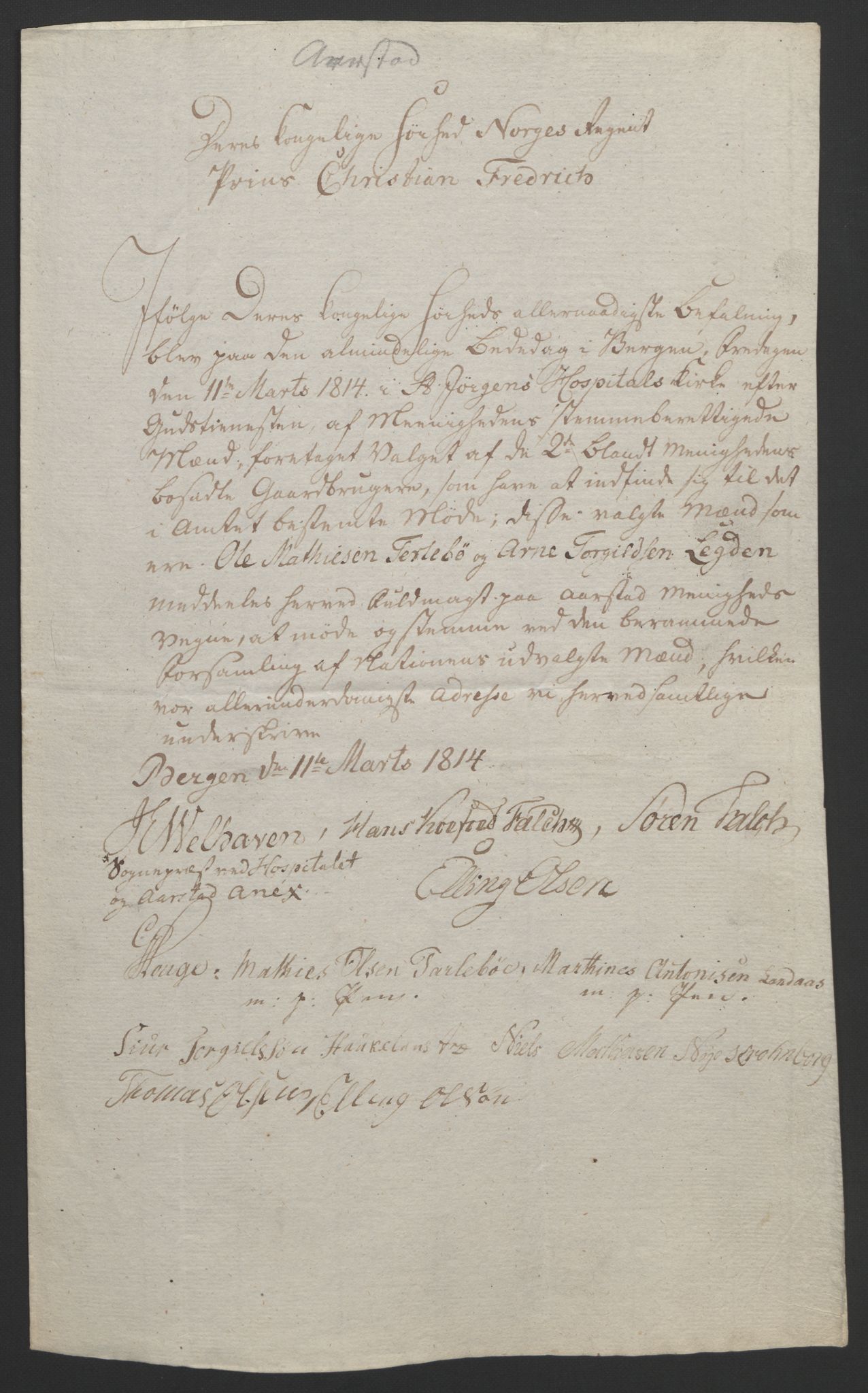 Statsrådssekretariatet, RA/S-1001/D/Db/L0008: Fullmakter for Eidsvollsrepresentantene i 1814. , 1814, p. 265