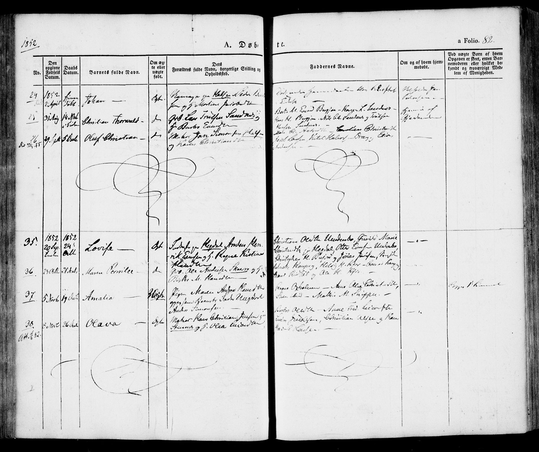 Tjølling kirkebøker, AV/SAKO-A-60/F/Fa/L0006: Parish register (official) no. 6, 1835-1859, p. 82