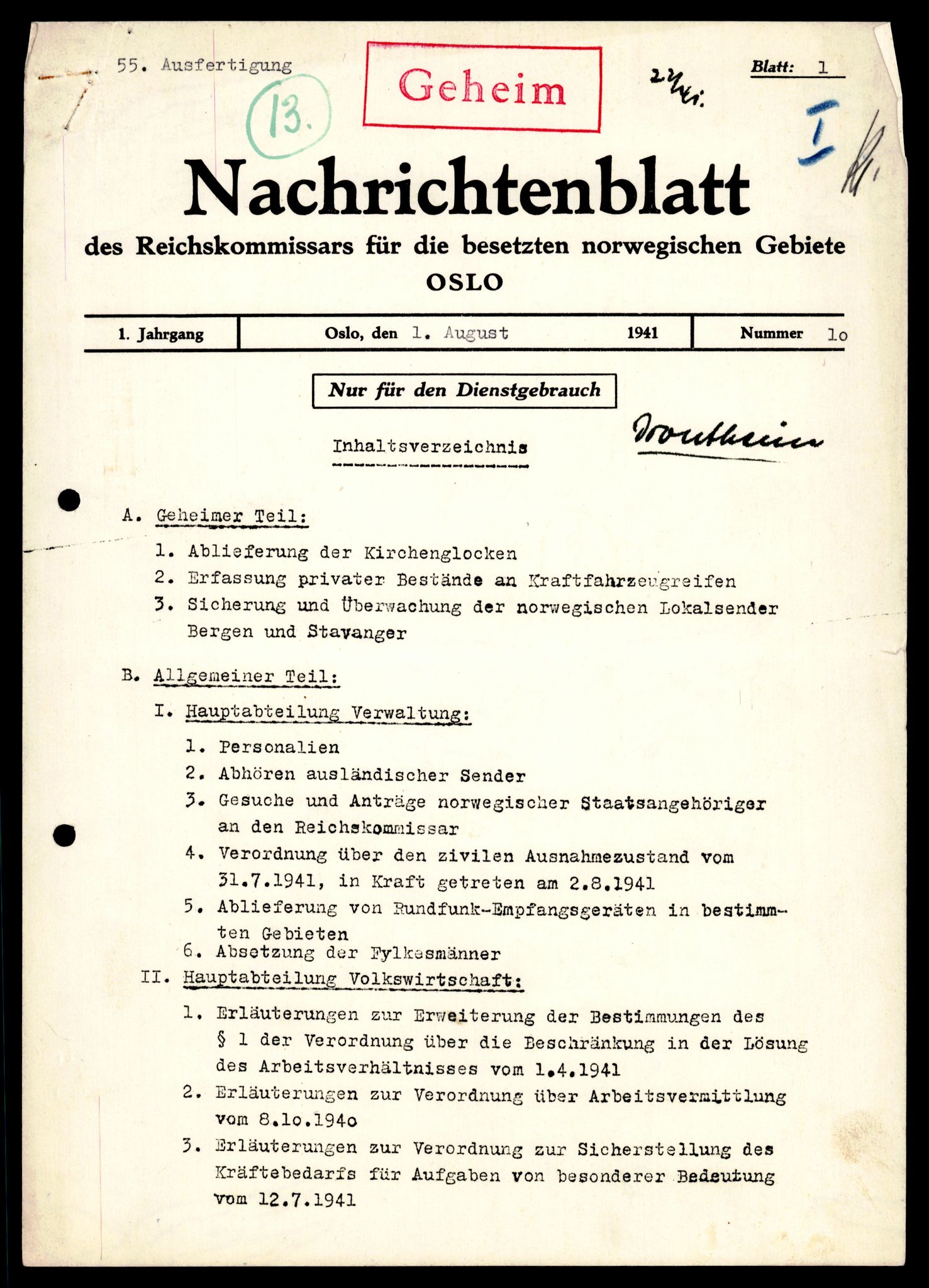 Forsvarets Overkommando. 2 kontor. Arkiv 11.4. Spredte tyske arkivsaker, AV/RA-RAFA-7031/D/Dar/Darb/L0002: Reichskommissariat, 1940-1945, p. 3