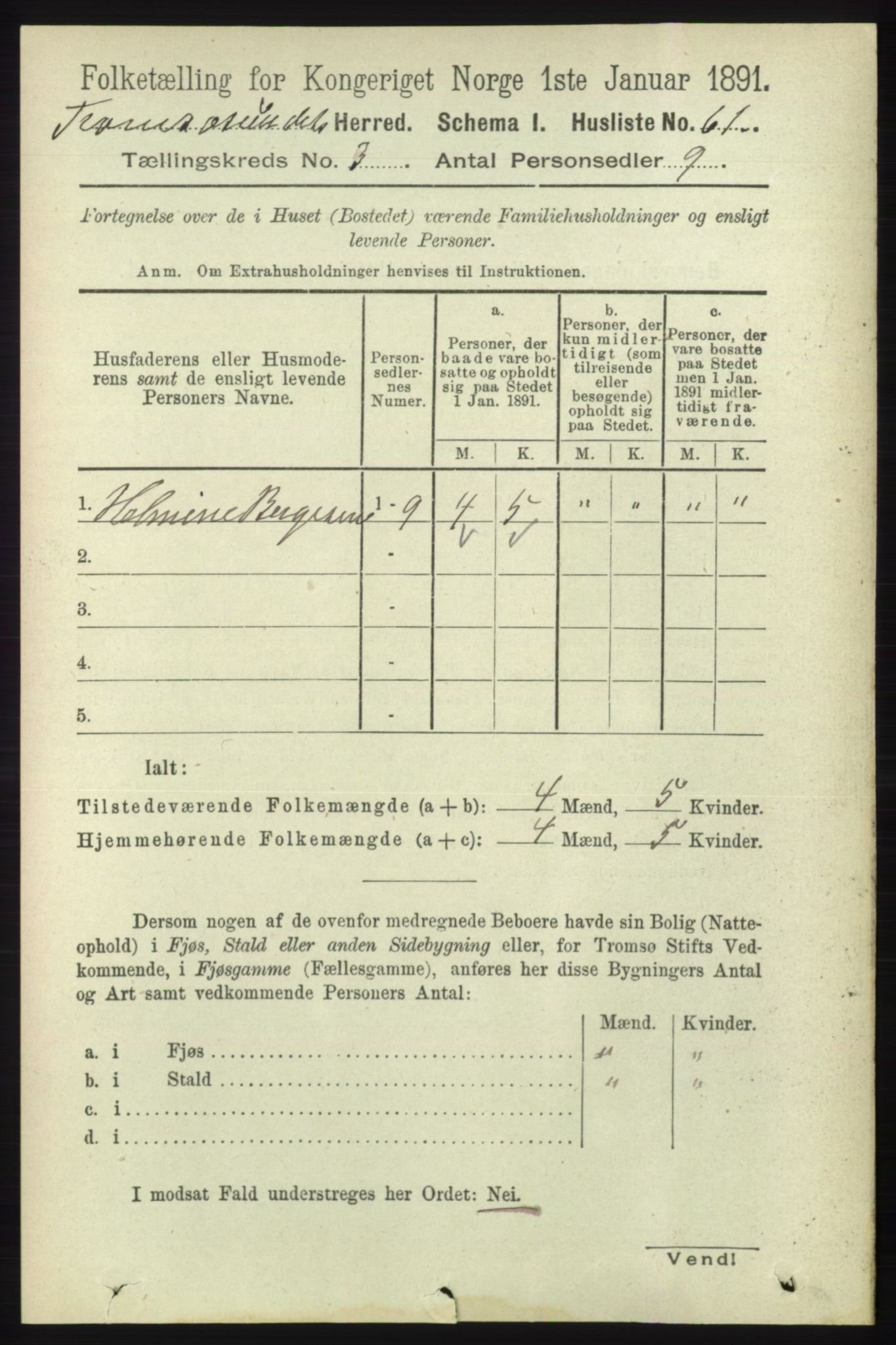 RA, 1891 census for 1934 Tromsøysund, 1891, p. 997