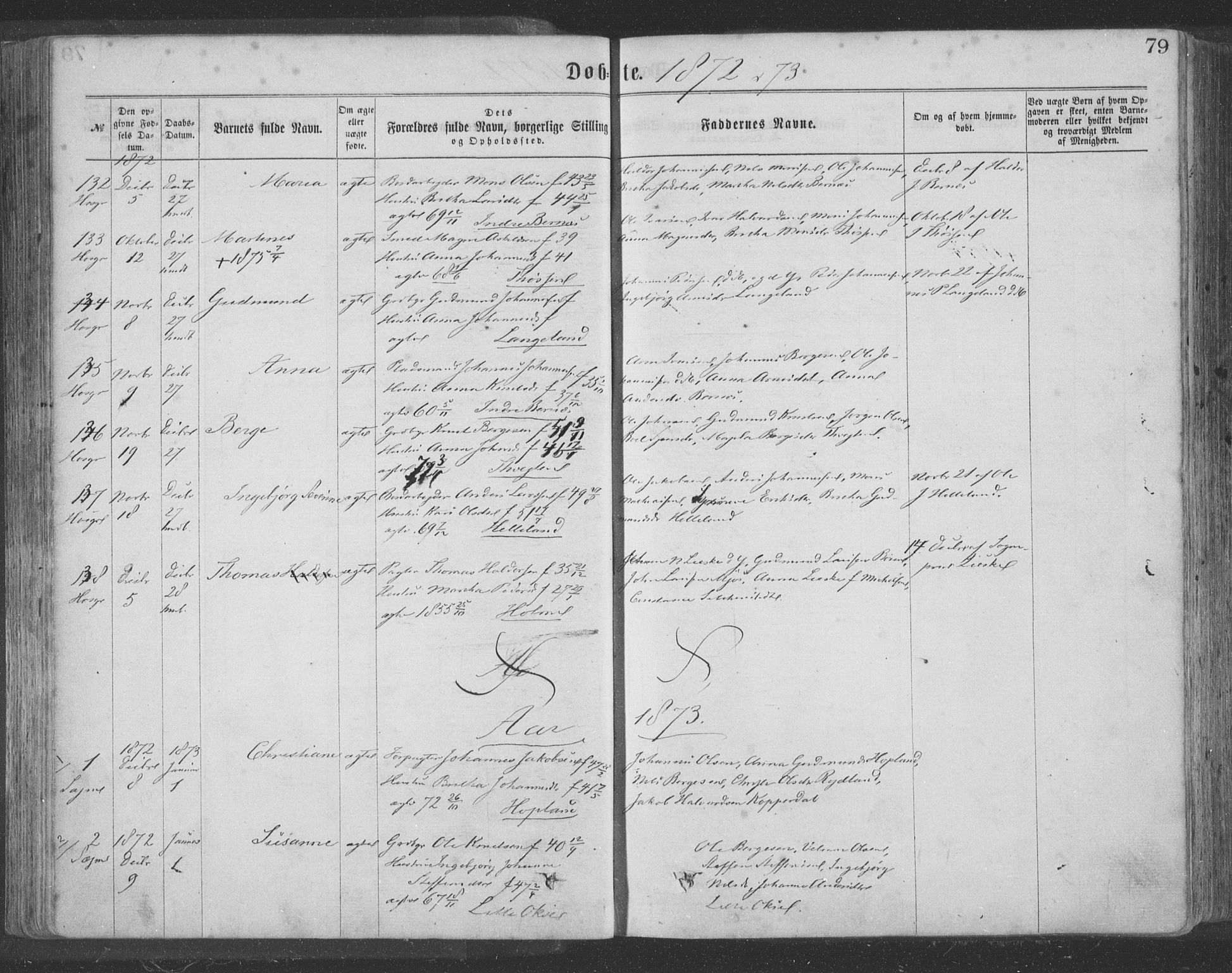 Hosanger sokneprestembete, AV/SAB-A-75801/H/Haa: Parish register (official) no. A 9, 1864-1876, p. 79