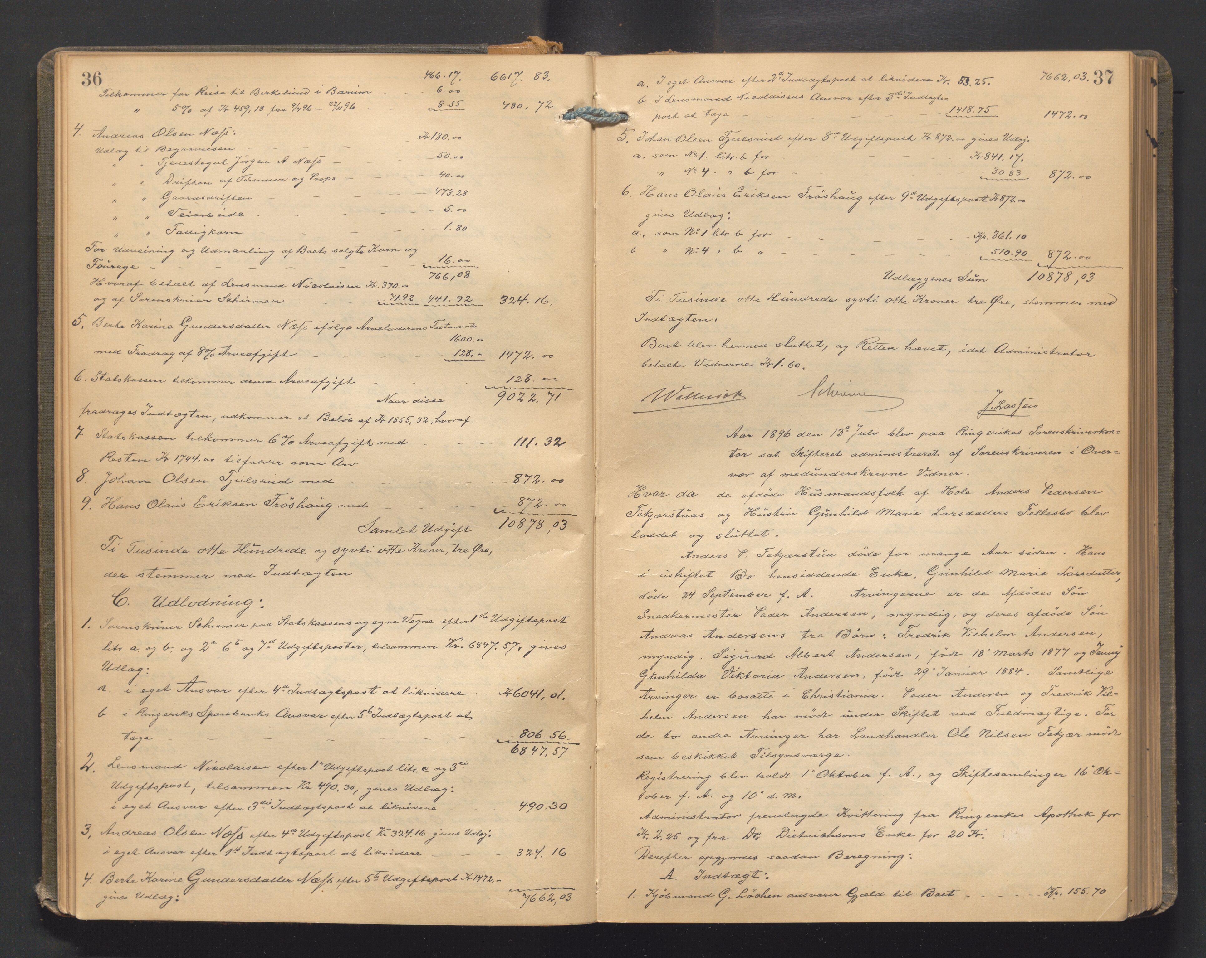 Ringerike sorenskriveri, AV/SAKO-A-105/H/Hb/Hbd/Hbda/L0011: Skifteutlodningsprotokoll, 1896-1904, p. 36-37