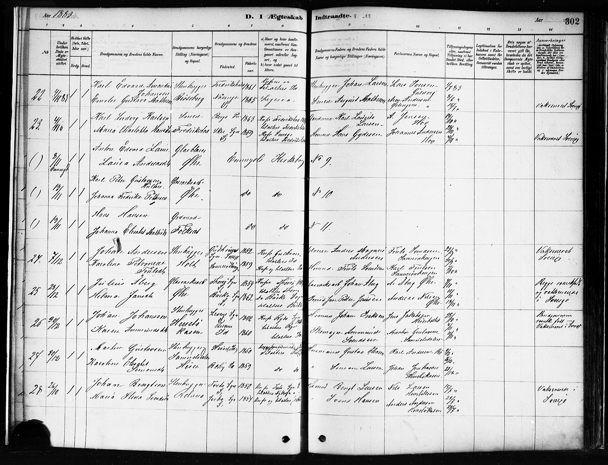 Idd prestekontor Kirkebøker, SAO/A-10911/F/Fc/L0006b: Parish register (official) no. III 6B, 1878-1903, p. 302