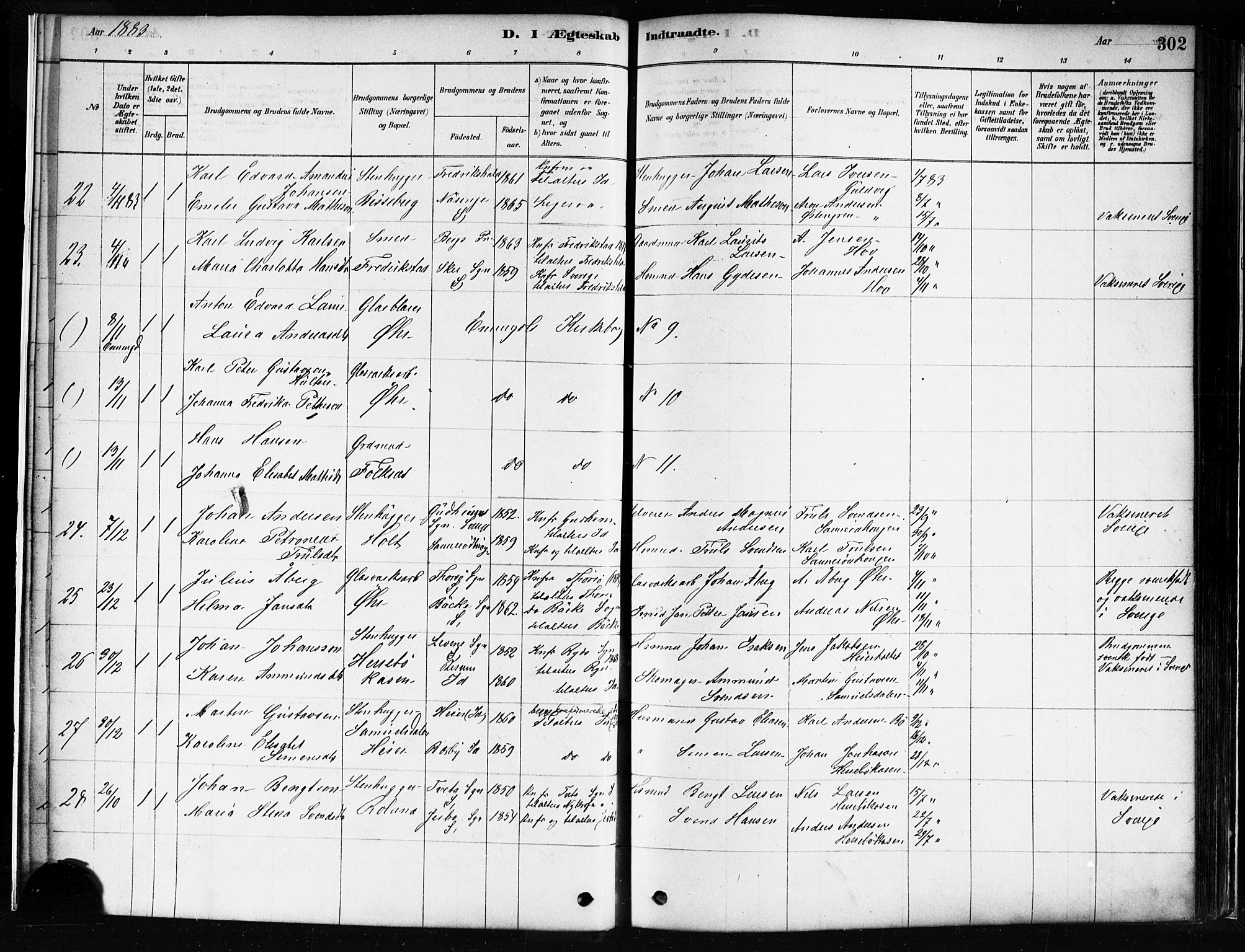 Idd prestekontor Kirkebøker, AV/SAO-A-10911/F/Fc/L0006b: Parish register (official) no. III 6B, 1878-1903, p. 302
