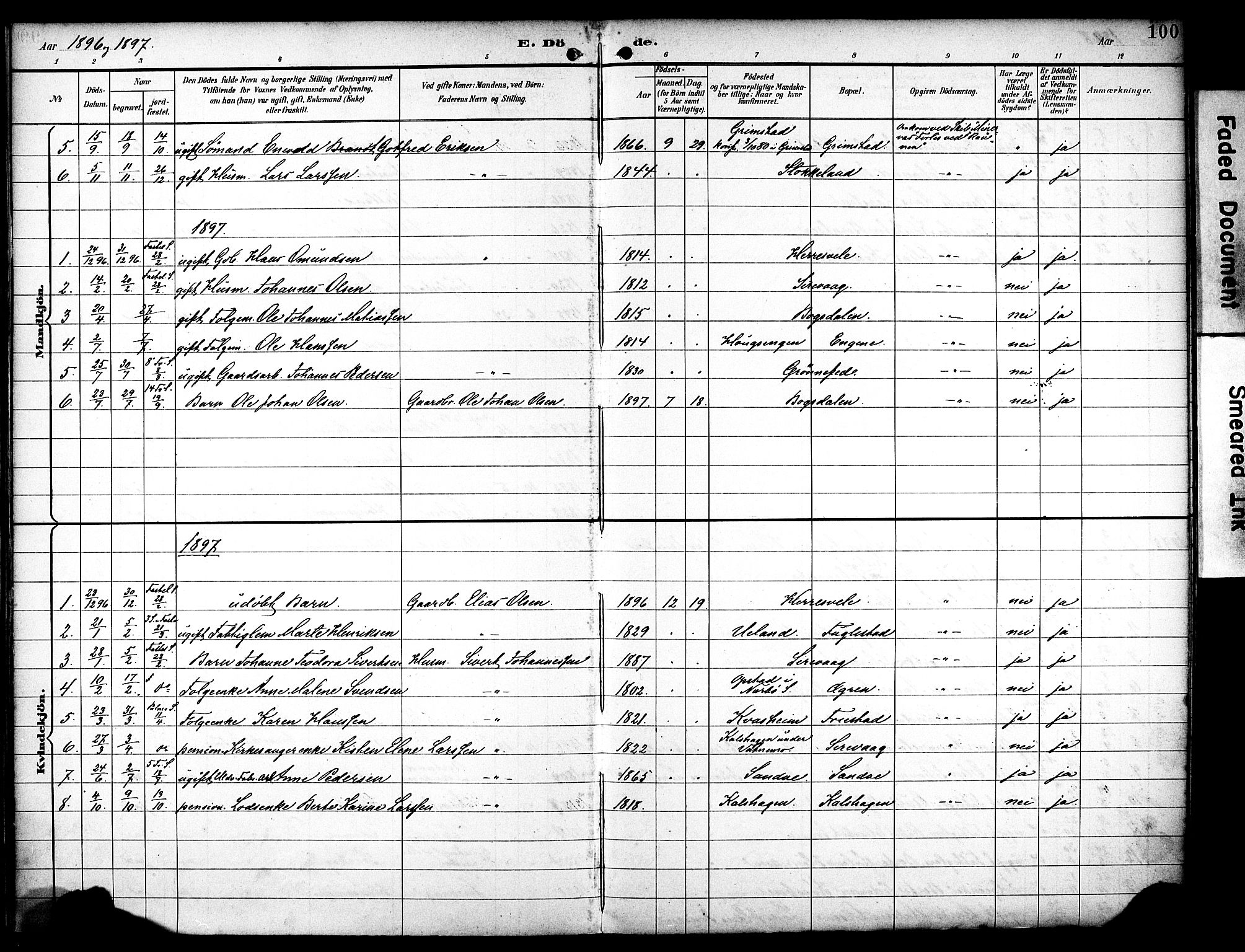 Eigersund sokneprestkontor, AV/SAST-A-101807/S08/L0020: Parish register (official) no. A 19, 1893-1910, p. 100