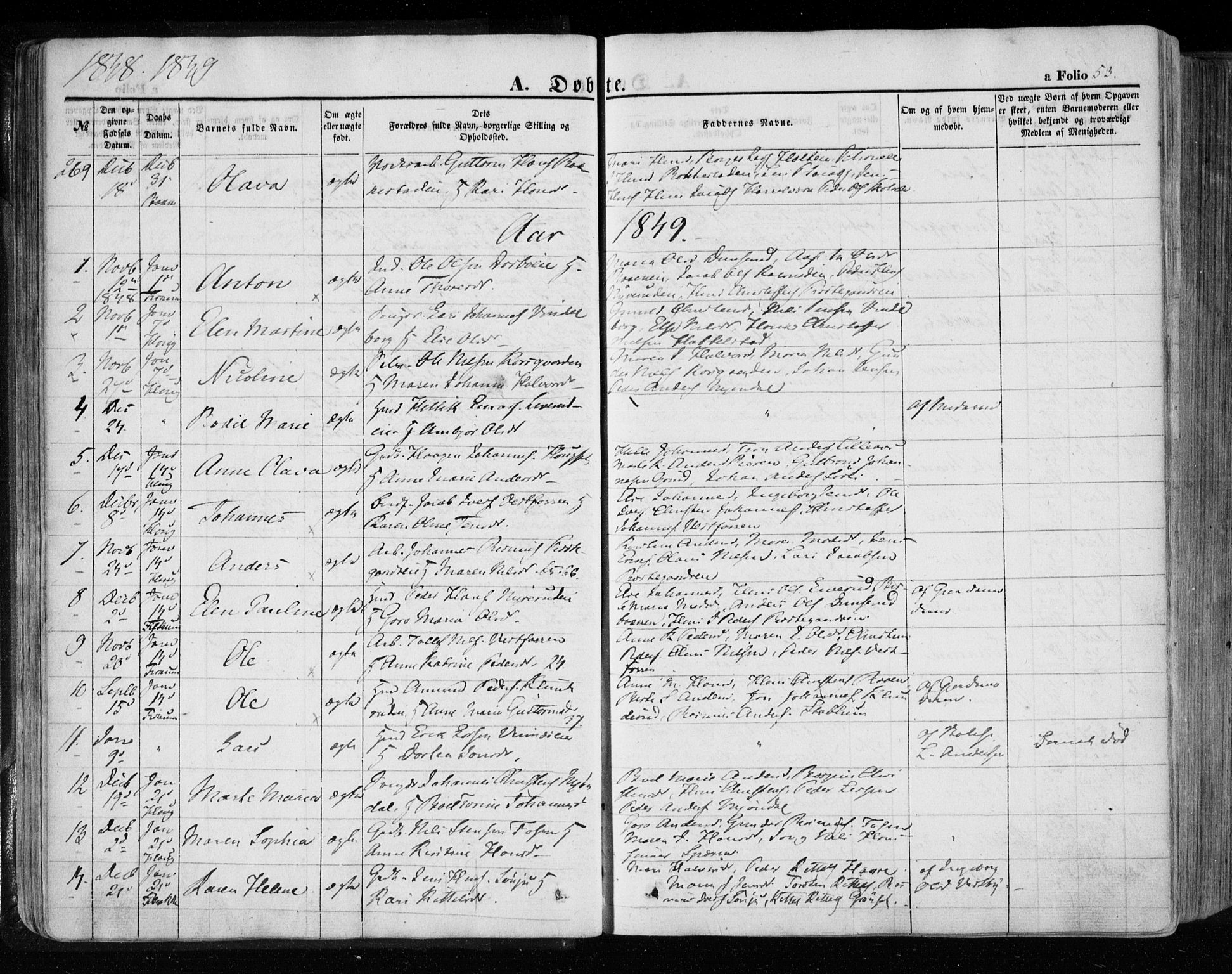 Eiker kirkebøker, SAKO/A-4/F/Fa/L0014: Parish register (official) no. I 14, 1846-1854, p. 53