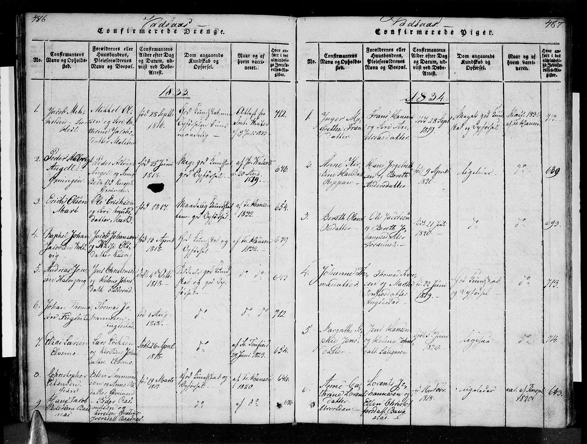 Ministerialprotokoller, klokkerbøker og fødselsregistre - Nordland, AV/SAT-A-1459/810/L0142: Parish register (official) no. 810A06 /1, 1819-1841, p. 486-487