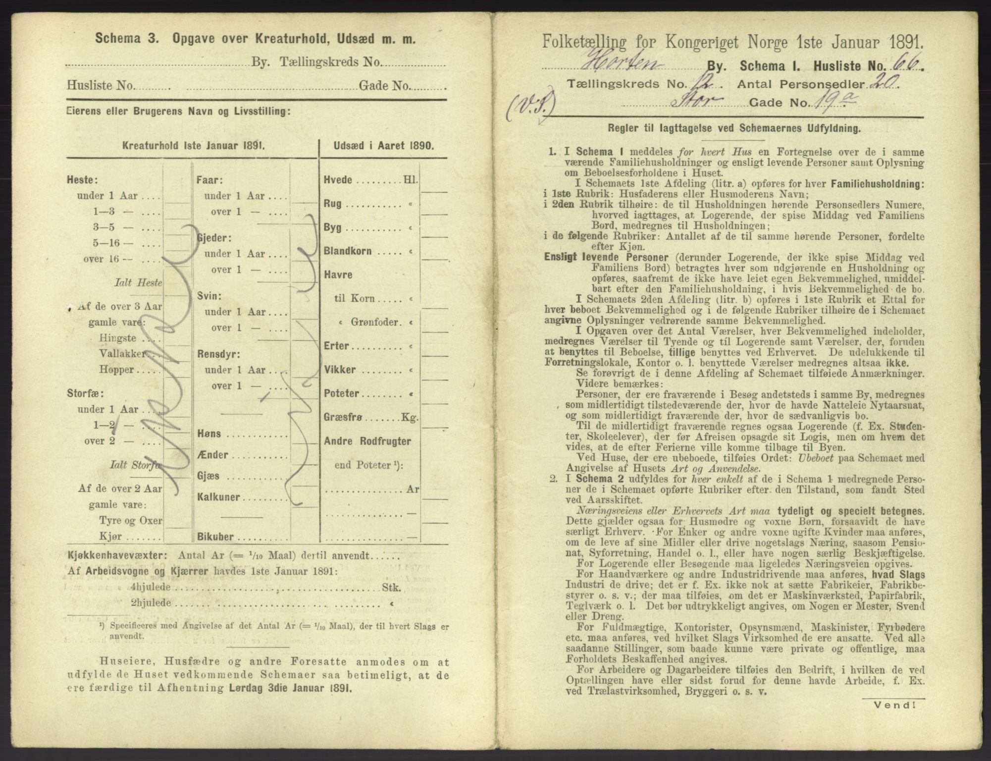 RA, 1891 census for 0703 Horten, 1891, p. 1487