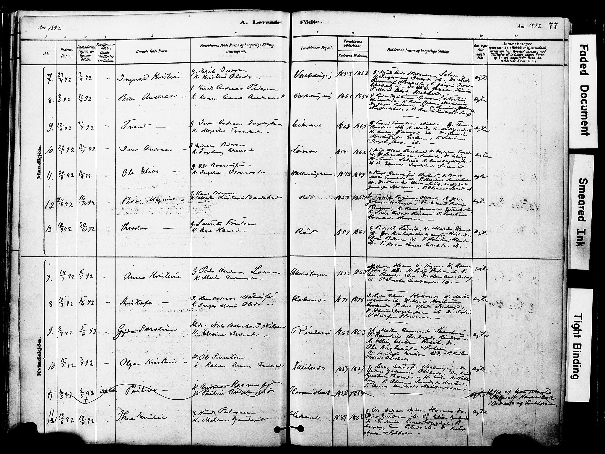 Ministerialprotokoller, klokkerbøker og fødselsregistre - Møre og Romsdal, SAT/A-1454/560/L0721: Parish register (official) no. 560A05, 1878-1917, p. 77