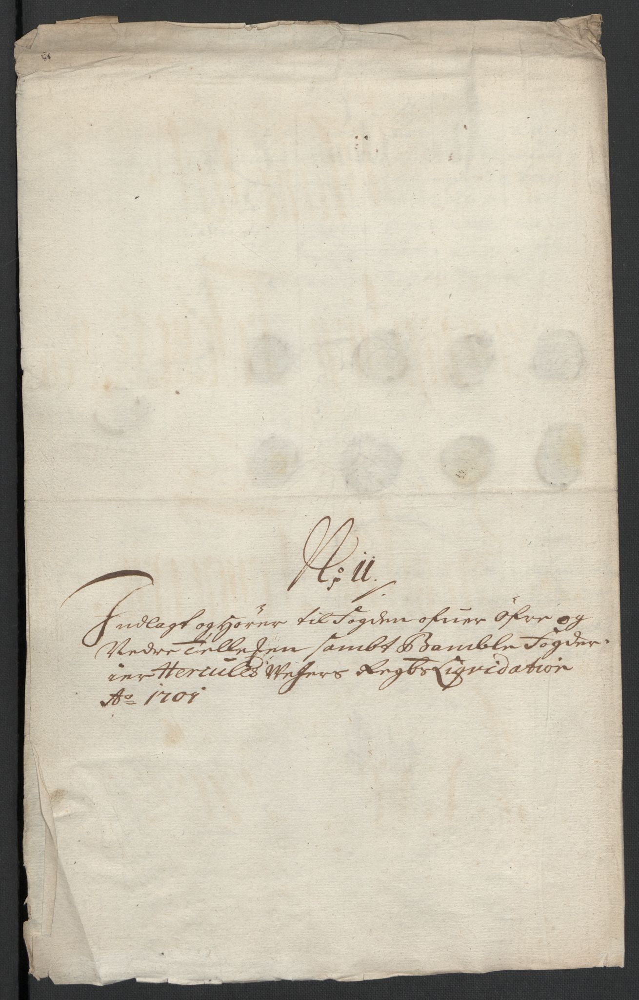 Rentekammeret inntil 1814, Reviderte regnskaper, Fogderegnskap, AV/RA-EA-4092/R36/L2105: Fogderegnskap Øvre og Nedre Telemark og Bamble, 1701, p. 213