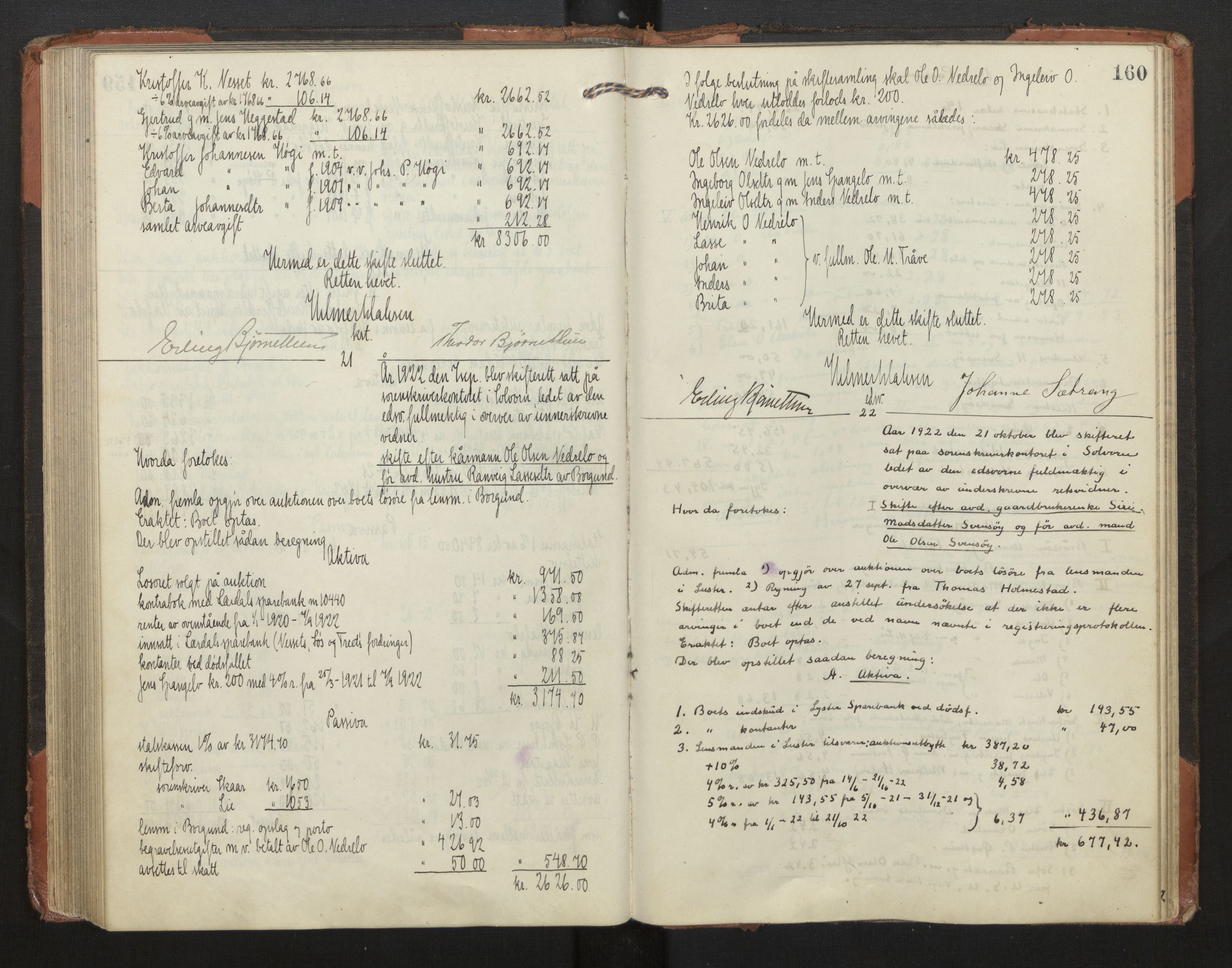 Indre Sogn tingrett, AV/SAB-A-3301/1/H/Hd/L0008: Skifteutlodningsprotokoll 8, 1912-1923, p. 159b-160a