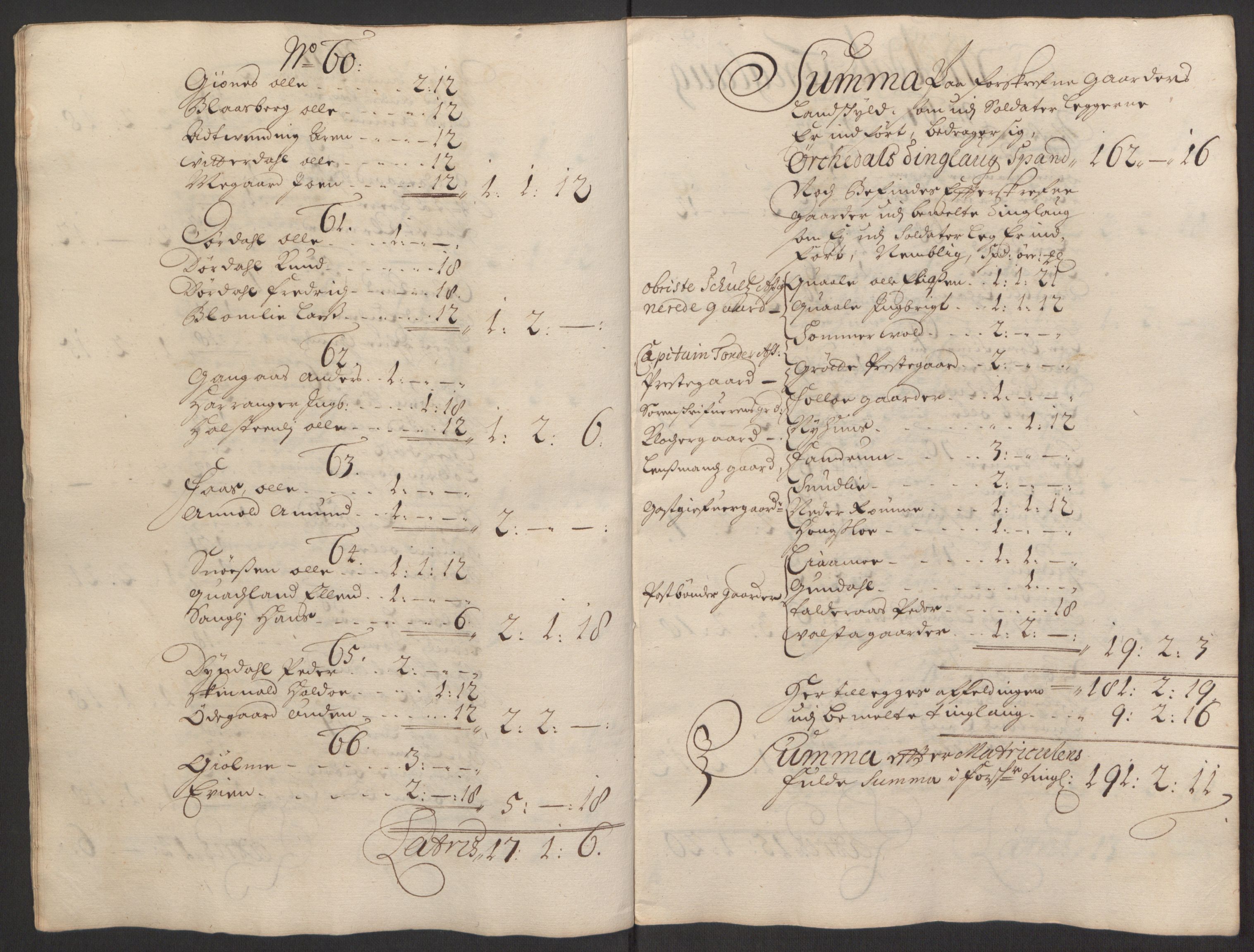 Rentekammeret inntil 1814, Reviderte regnskaper, Fogderegnskap, AV/RA-EA-4092/R60/L3945: Fogderegnskap Orkdal og Gauldal, 1695, p. 105