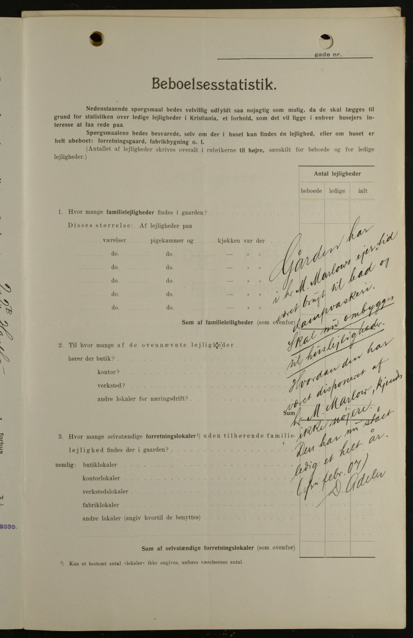 OBA, Municipal Census 1908 for Kristiania, 1908, p. 32030