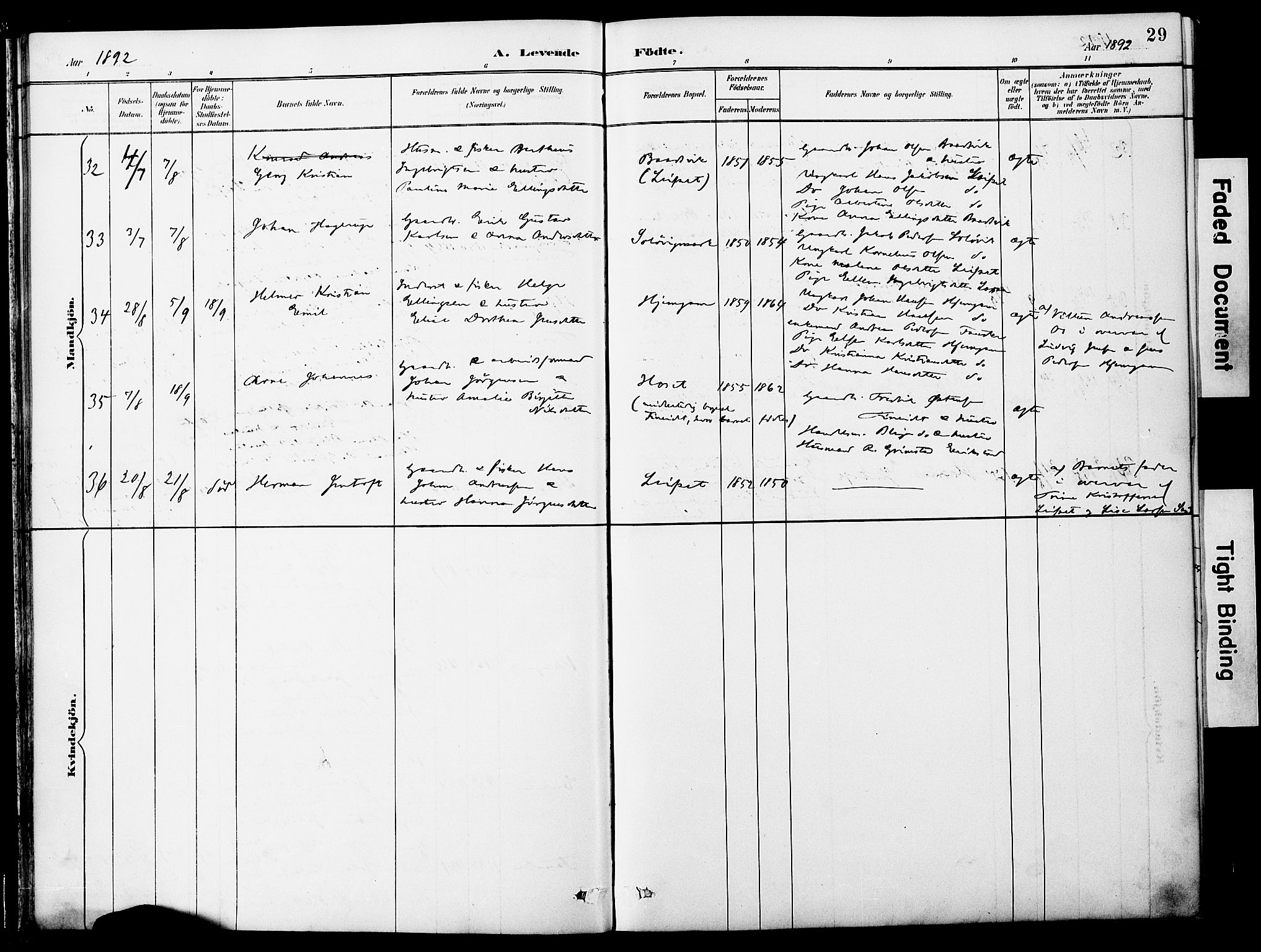 Ministerialprotokoller, klokkerbøker og fødselsregistre - Nordland, AV/SAT-A-1459/849/L0690: Parish register (official) no. 849A02, 1890-1897, p. 29