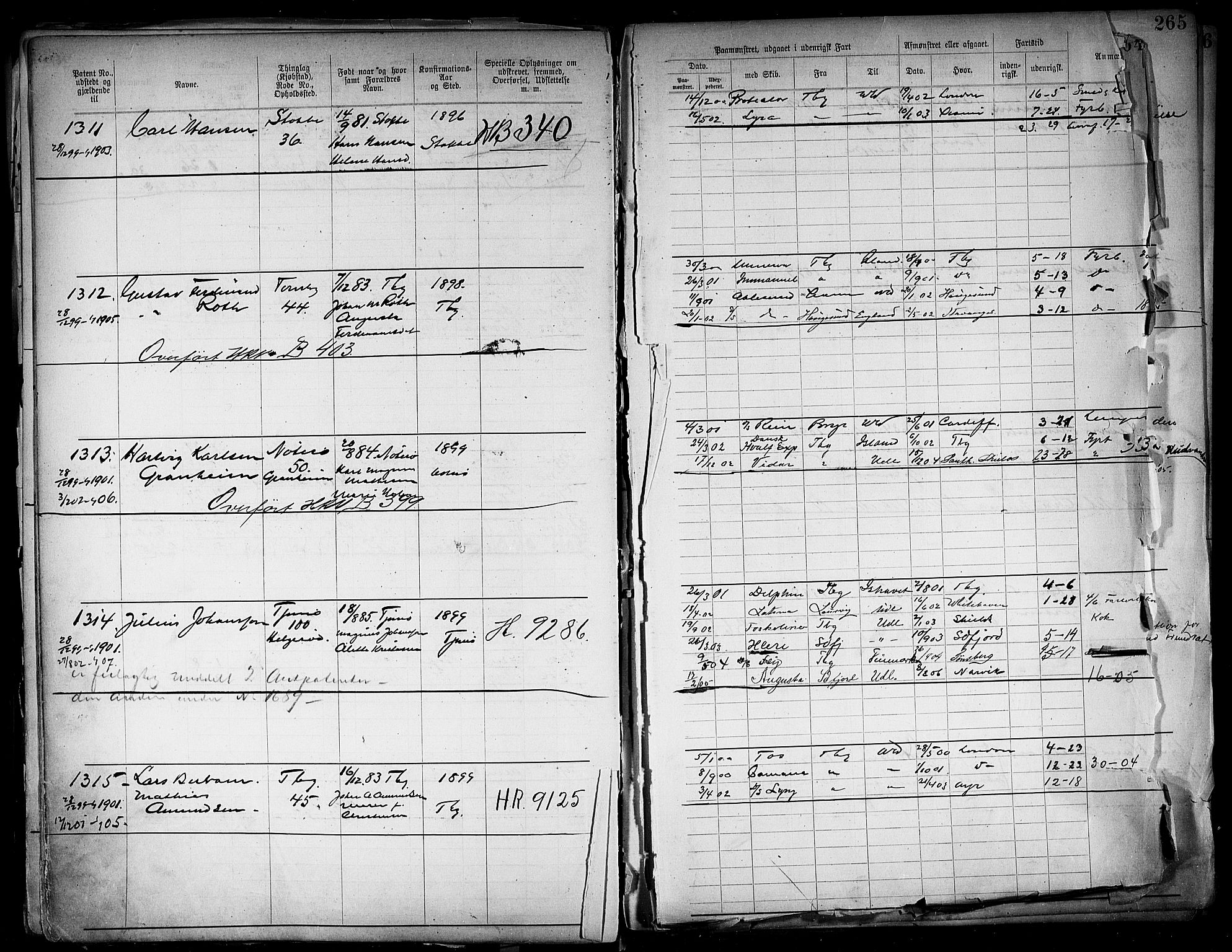 Tønsberg innrulleringskontor, AV/SAKO-A-786/F/Fb/L0004: Annotasjonsrulle Patent nr. 1-2400, 1892-1904, p. 230