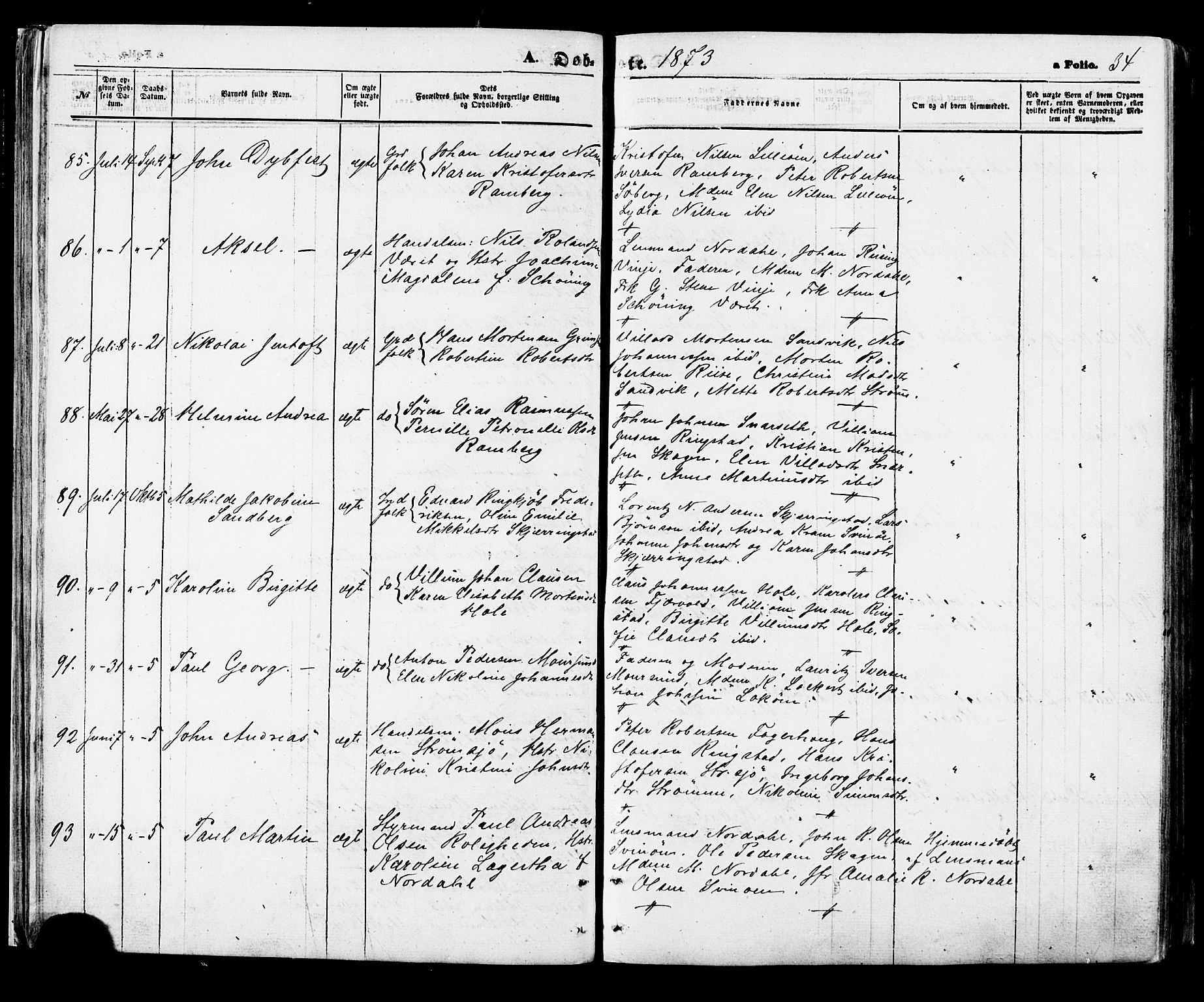 Ministerialprotokoller, klokkerbøker og fødselsregistre - Nordland, SAT/A-1459/891/L1301: Parish register (official) no. 891A06, 1870-1878, p. 34