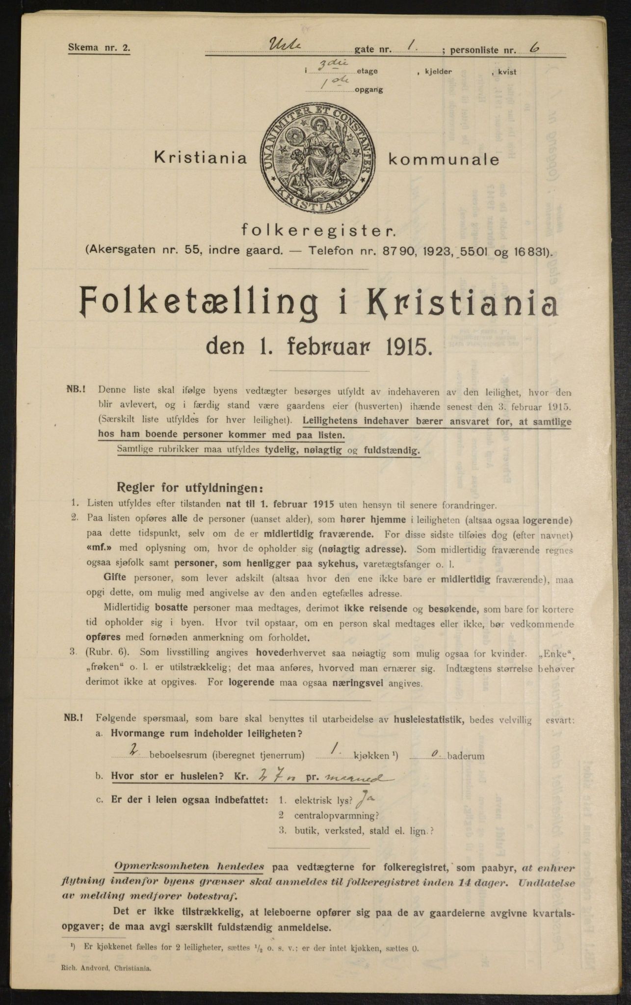 OBA, Municipal Census 1915 for Kristiania, 1915, p. 121202