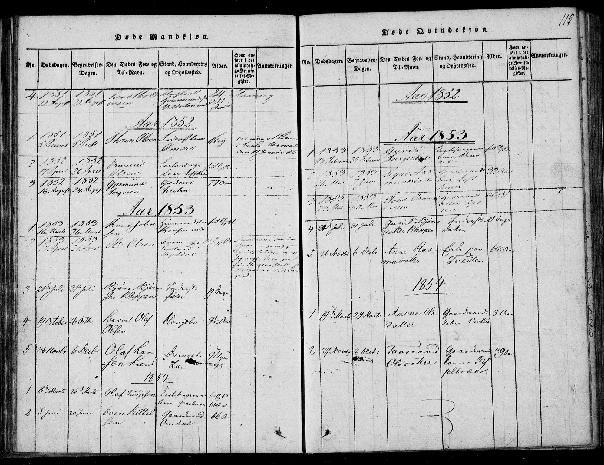 Lårdal kirkebøker, SAKO/A-284/F/Fb/L0001: Parish register (official) no. II 1, 1815-1860, p. 115