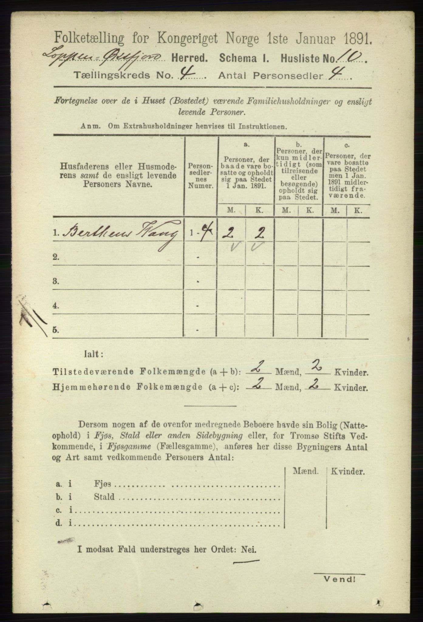 RA, 1891 census for 2014 Loppa, 1891, p. 826