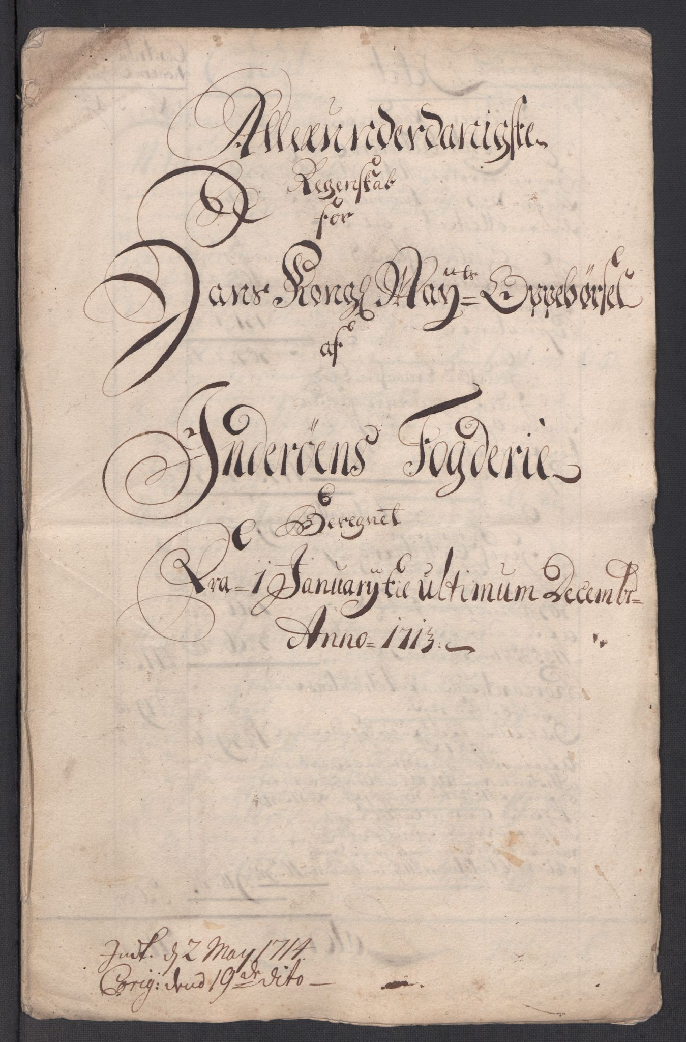 Rentekammeret inntil 1814, Reviderte regnskaper, Fogderegnskap, AV/RA-EA-4092/R63/L4321: Fogderegnskap Inderøy, 1713, p. 11