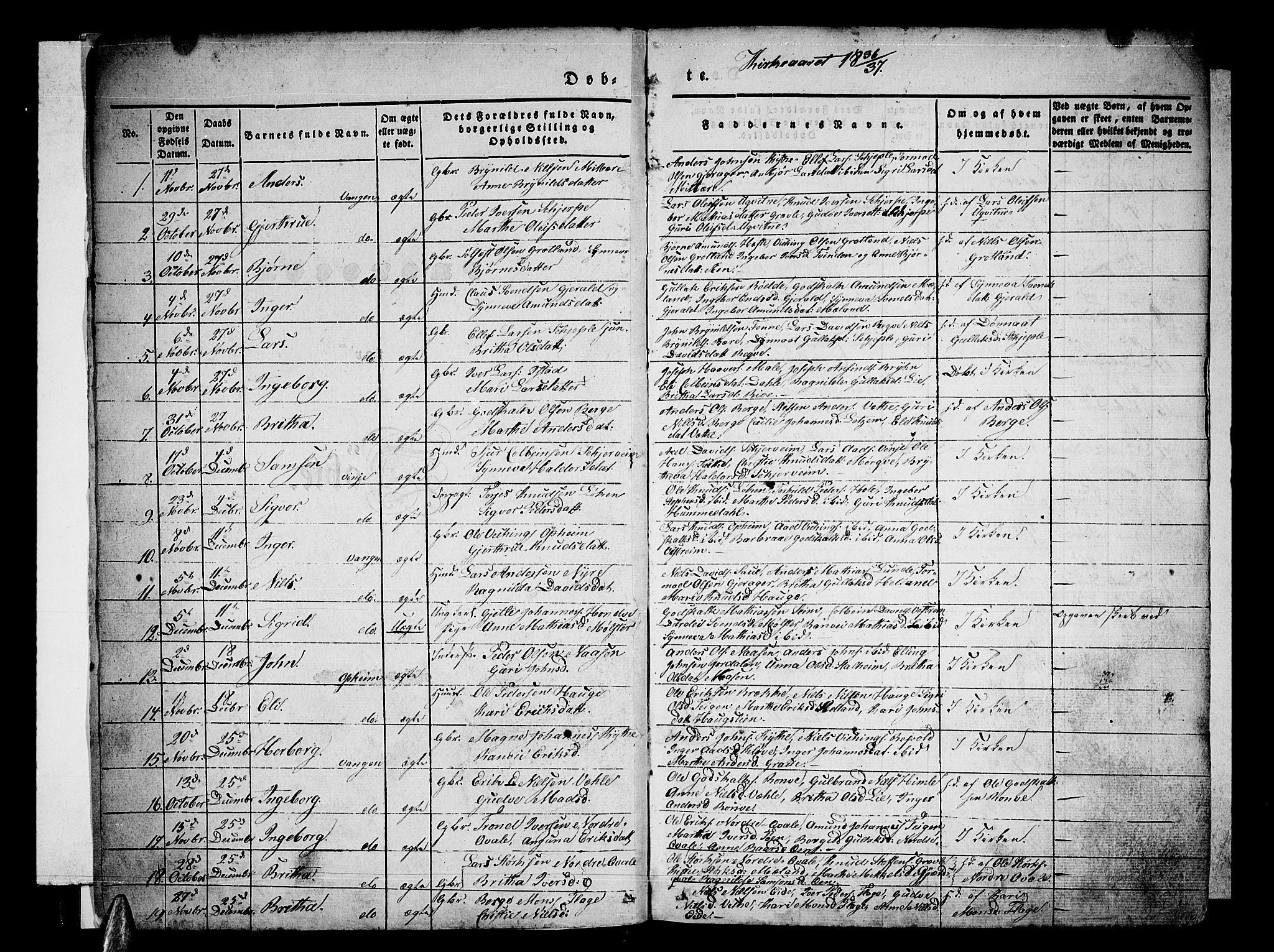 Voss sokneprestembete, SAB/A-79001/H/Haa: Parish register (official) no. A 13, 1836-1851, p. 2