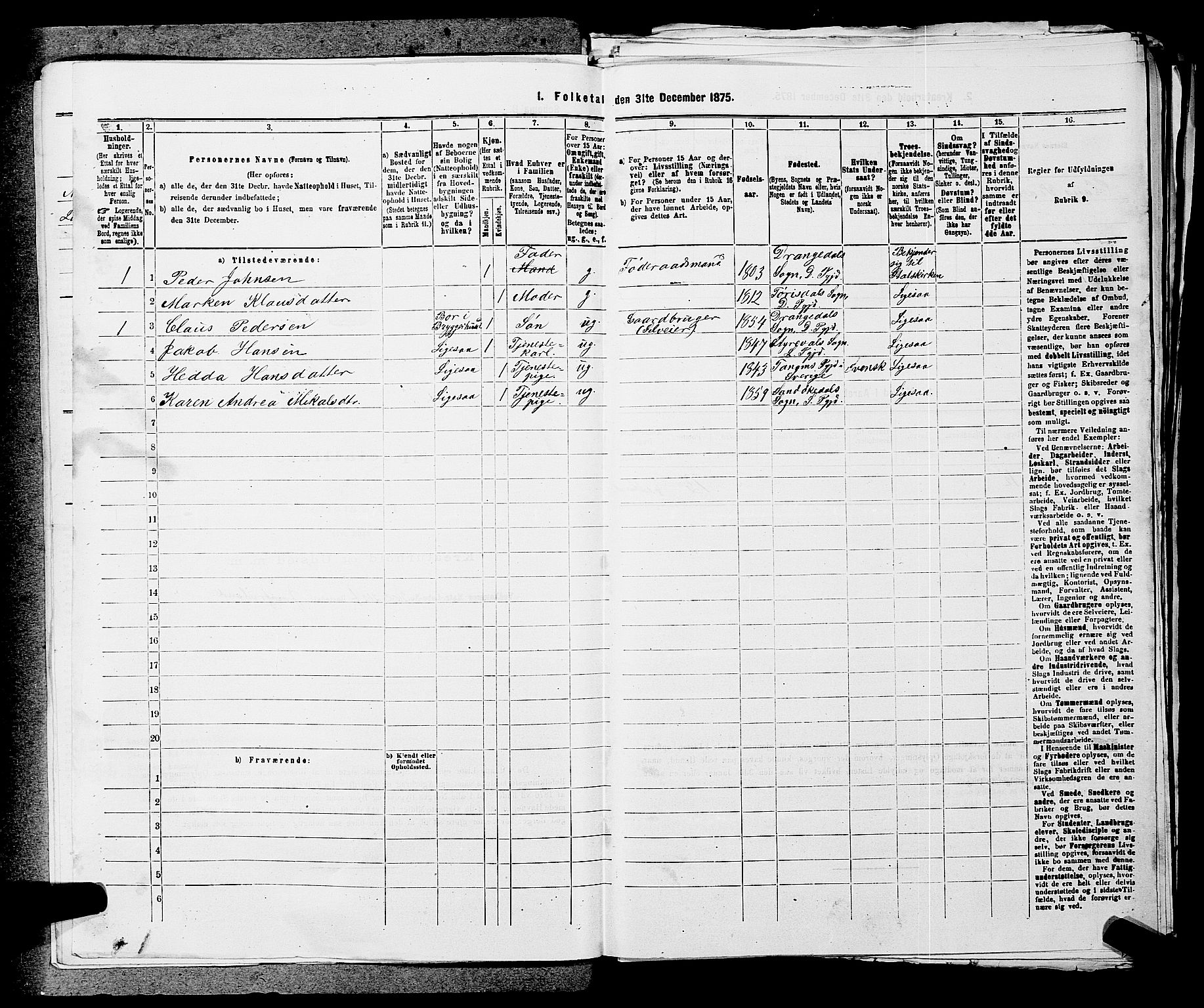 SAKO, 1875 census for 0816P Sannidal, 1875, p. 2237