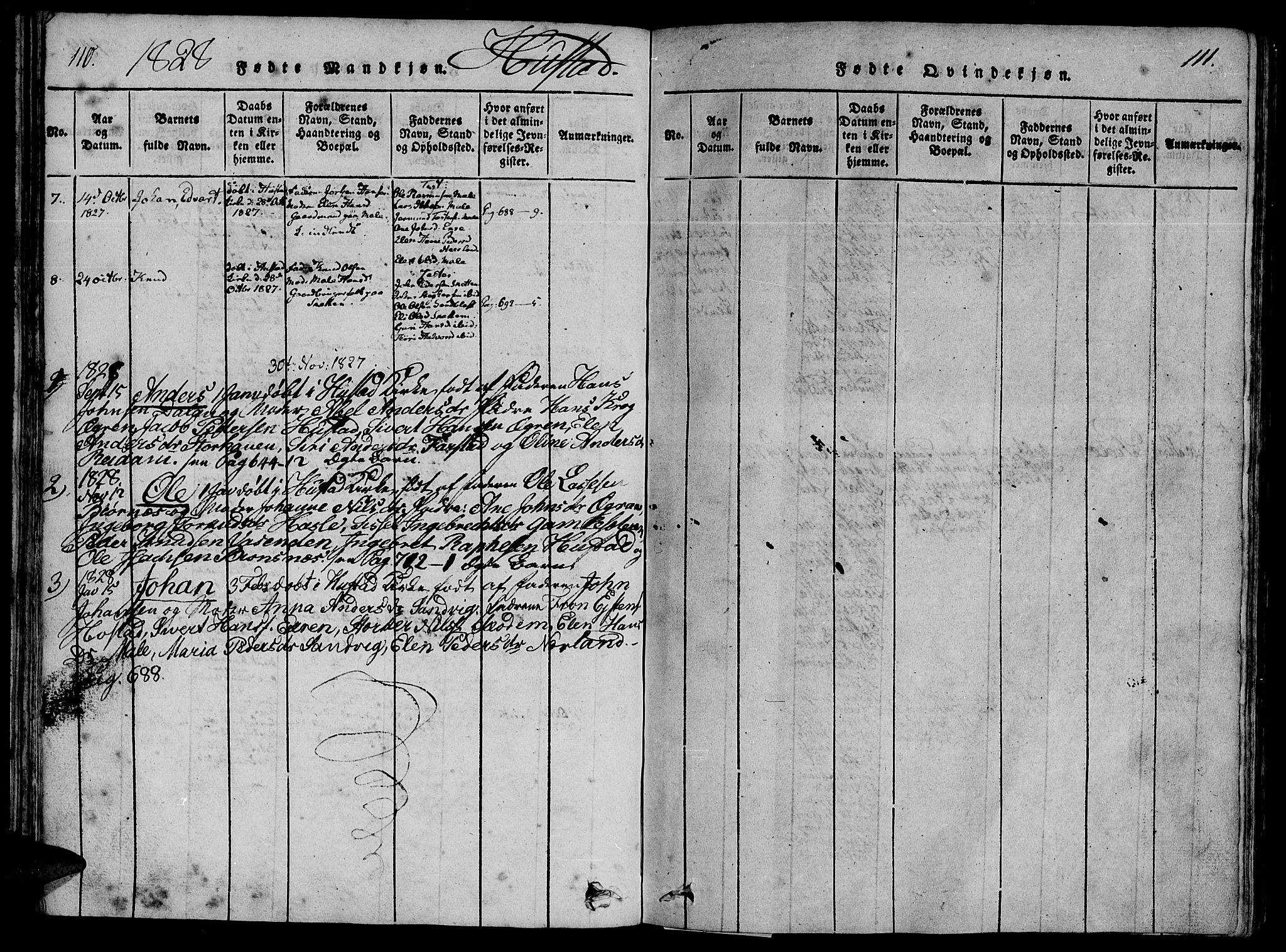 Ministerialprotokoller, klokkerbøker og fødselsregistre - Møre og Romsdal, AV/SAT-A-1454/566/L0764: Parish register (official) no. 566A03 /2, 1817-1829, p. 110-111