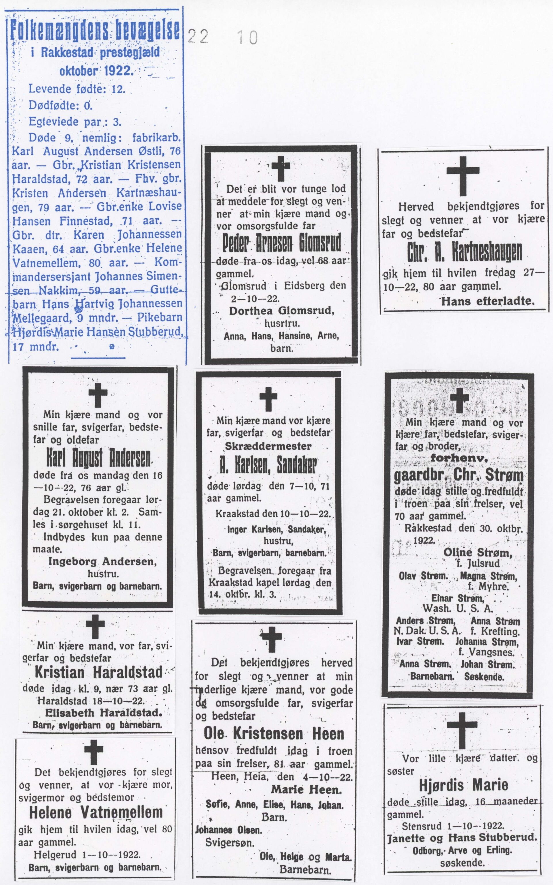 , Dødsannonser lokalaviser Rakkestad 1921 - 1925, 1921-1925, p. 12