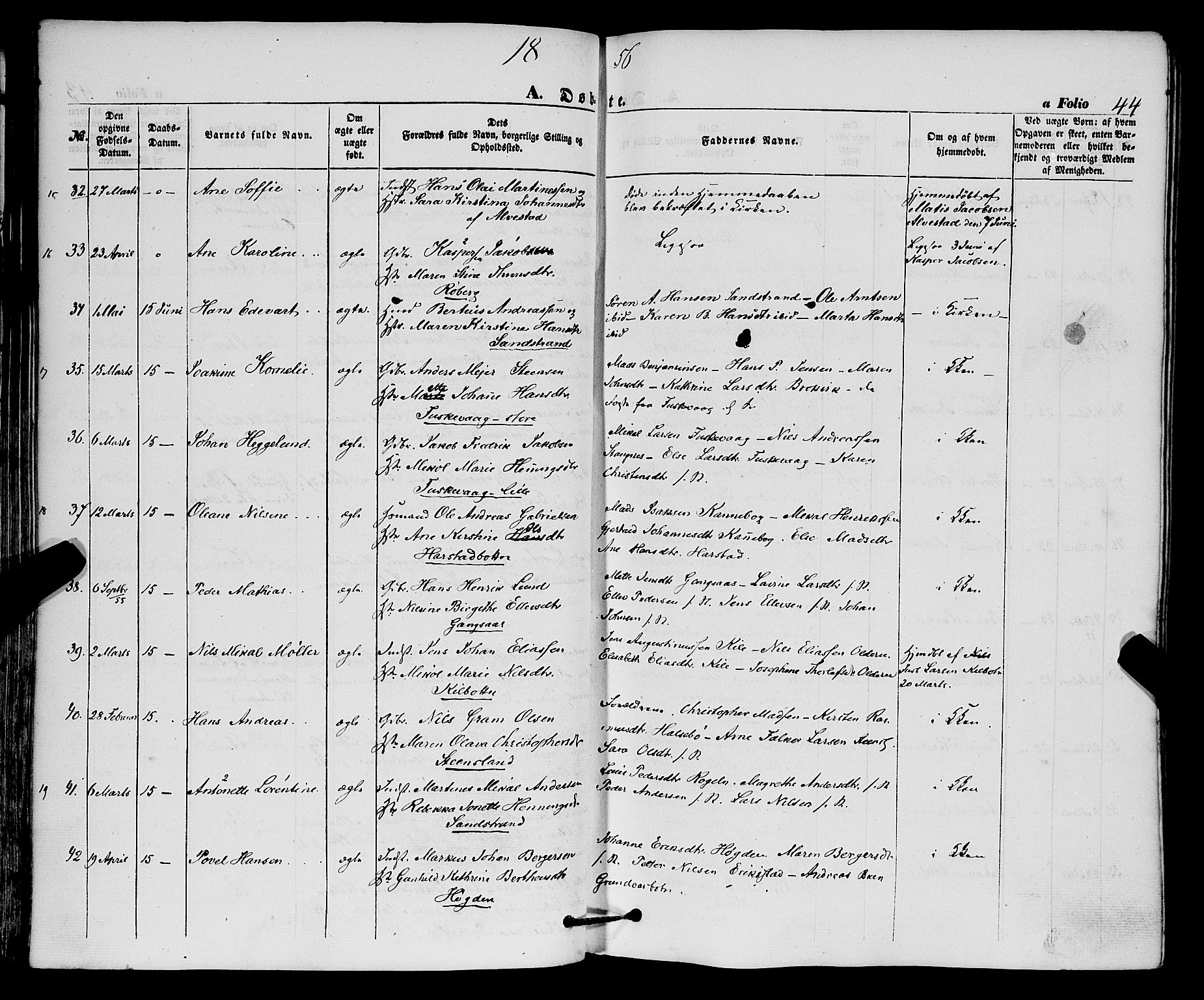 Trondenes sokneprestkontor, AV/SATØ-S-1319/H/Ha/L0011kirke: Parish register (official) no. 11, 1853-1862, p. 44