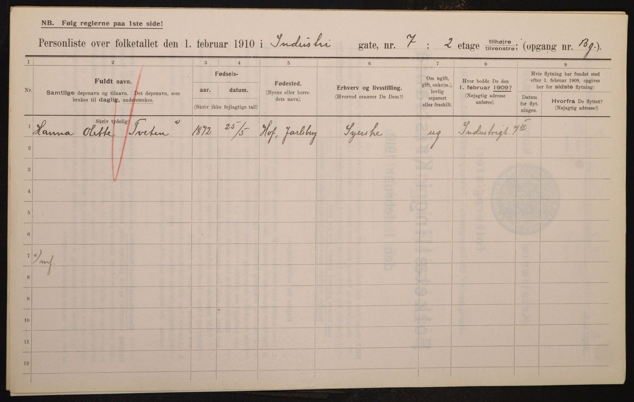 OBA, Municipal Census 1910 for Kristiania, 1910, p. 42280