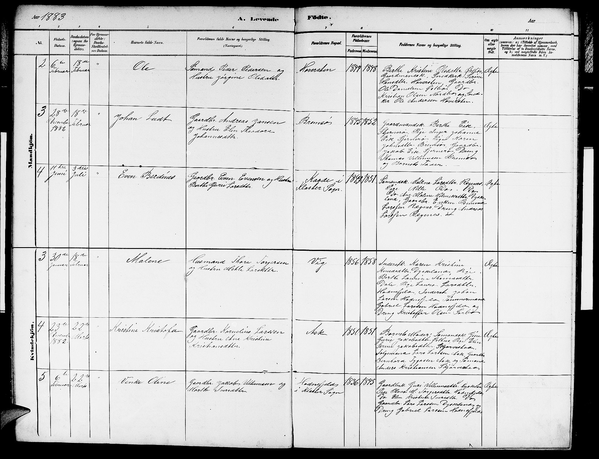 Rennesøy sokneprestkontor, AV/SAST-A -101827/H/Ha/Hab/L0007: Parish register (copy) no. B 7, 1881-1890