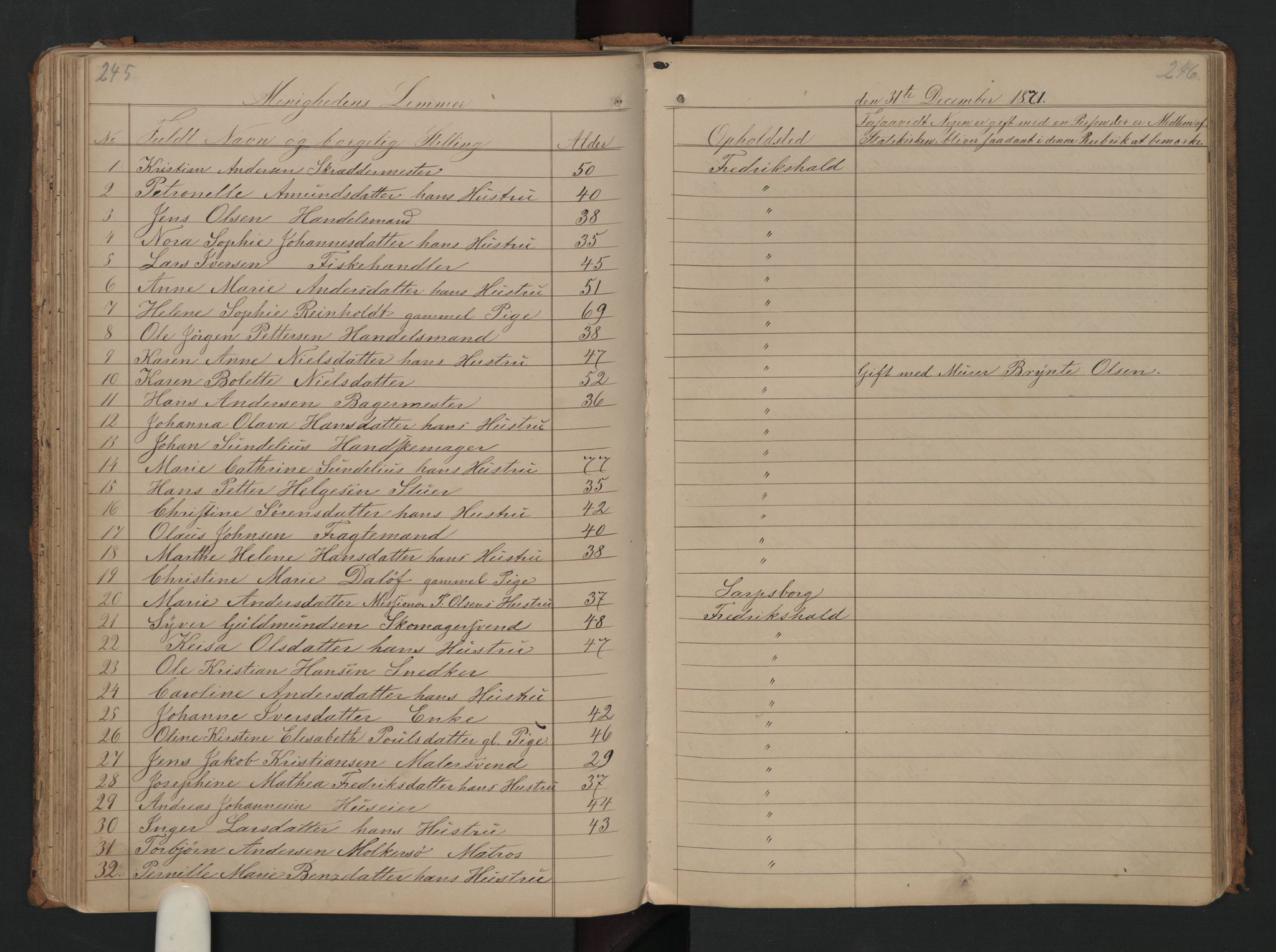 Halden metodistkirke - menighetsprotokoller, SAO/PAO-0266/F/L0001: Dissenter register no. 1, 1845-1874, p. 245-246