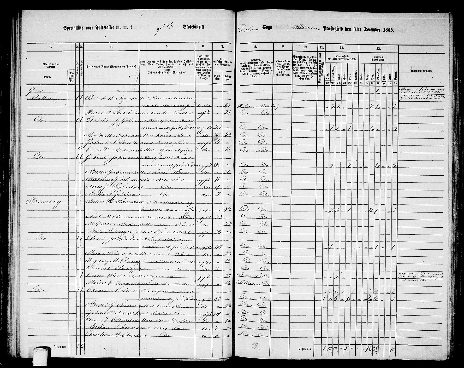 RA, 1865 census for Hitra, 1865, p. 117