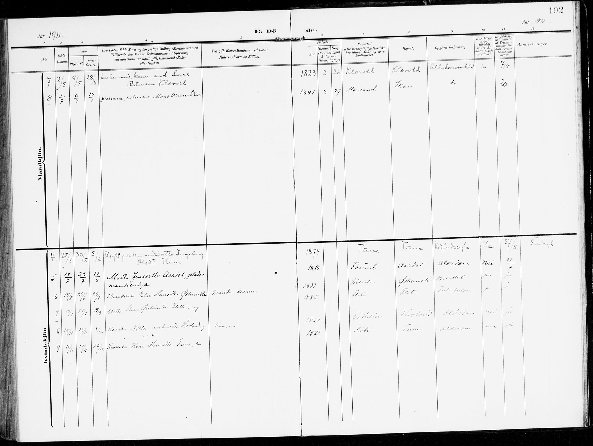 Lavik sokneprestembete, AV/SAB-A-80901: Parish register (official) no. C 2, 1904-1921, p. 192