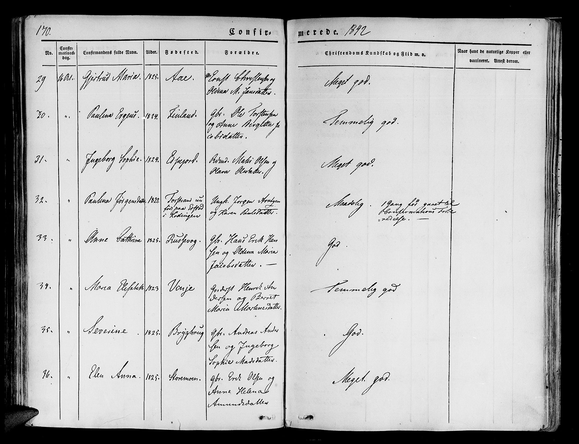 Tranøy sokneprestkontor, AV/SATØ-S-1313/I/Ia/Iaa/L0005kirke: Parish register (official) no. 5, 1829-1844, p. 170