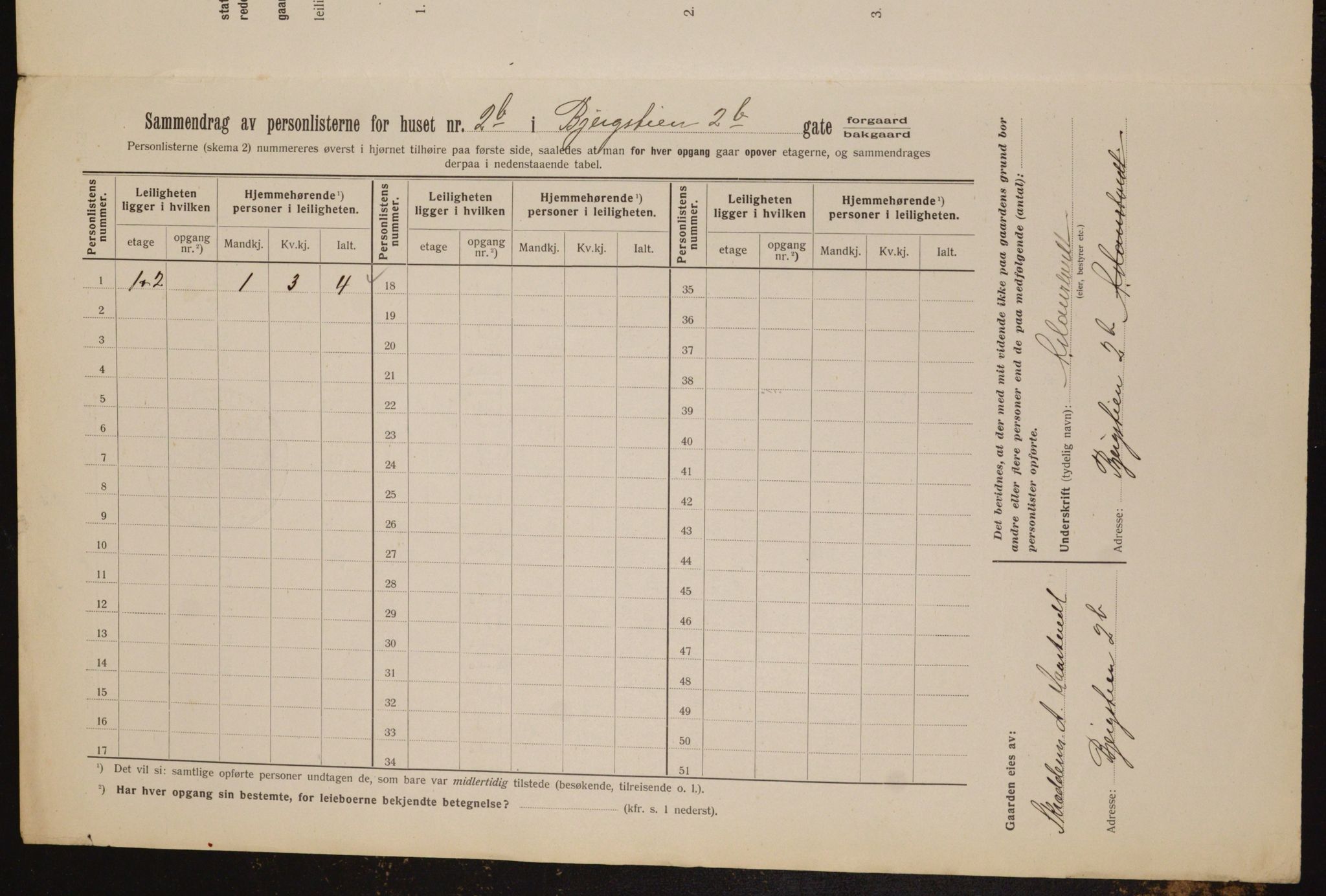 OBA, Municipal Census 1912 for Kristiania, 1912, p. 4319