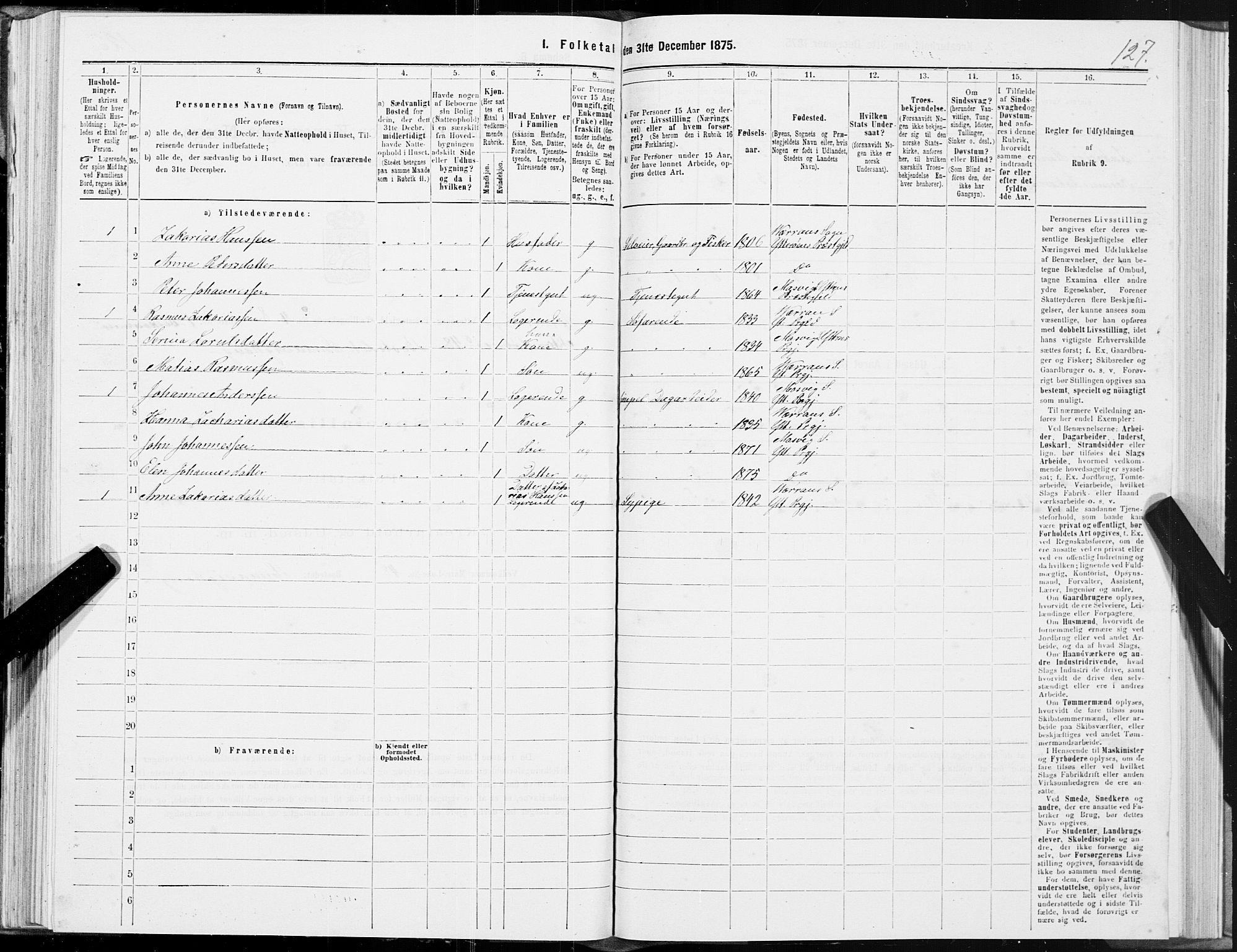 SAT, 1875 census for 1722P Ytterøy, 1875, p. 4127