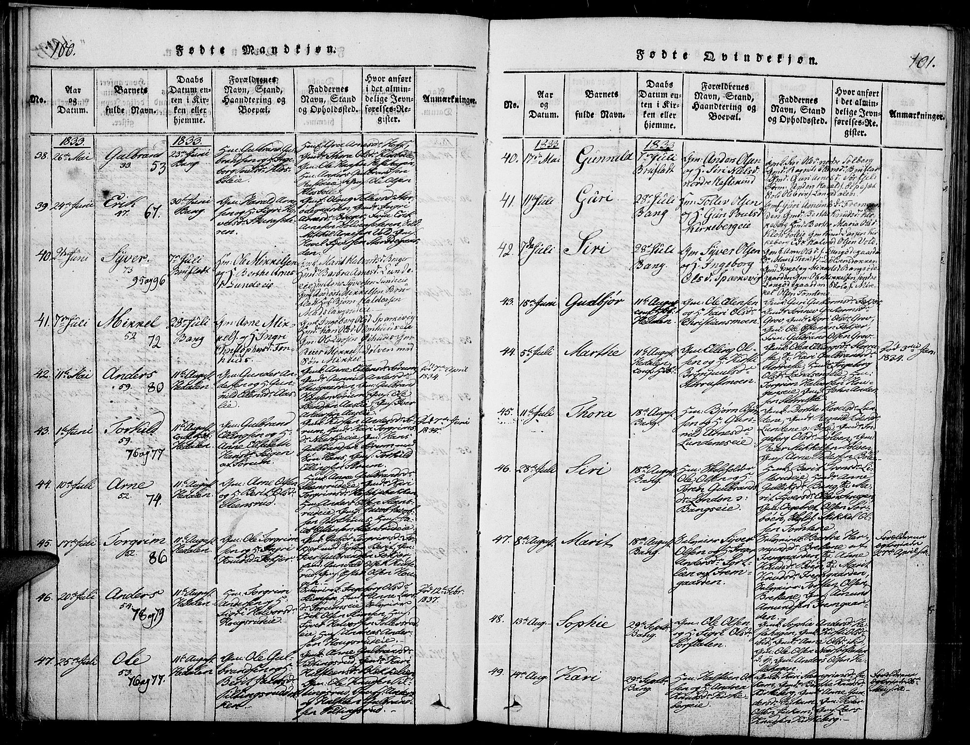 Sør-Aurdal prestekontor, AV/SAH-PREST-128/H/Ha/Haa/L0003: Parish register (official) no. 3, 1825-1840, p. 100-101