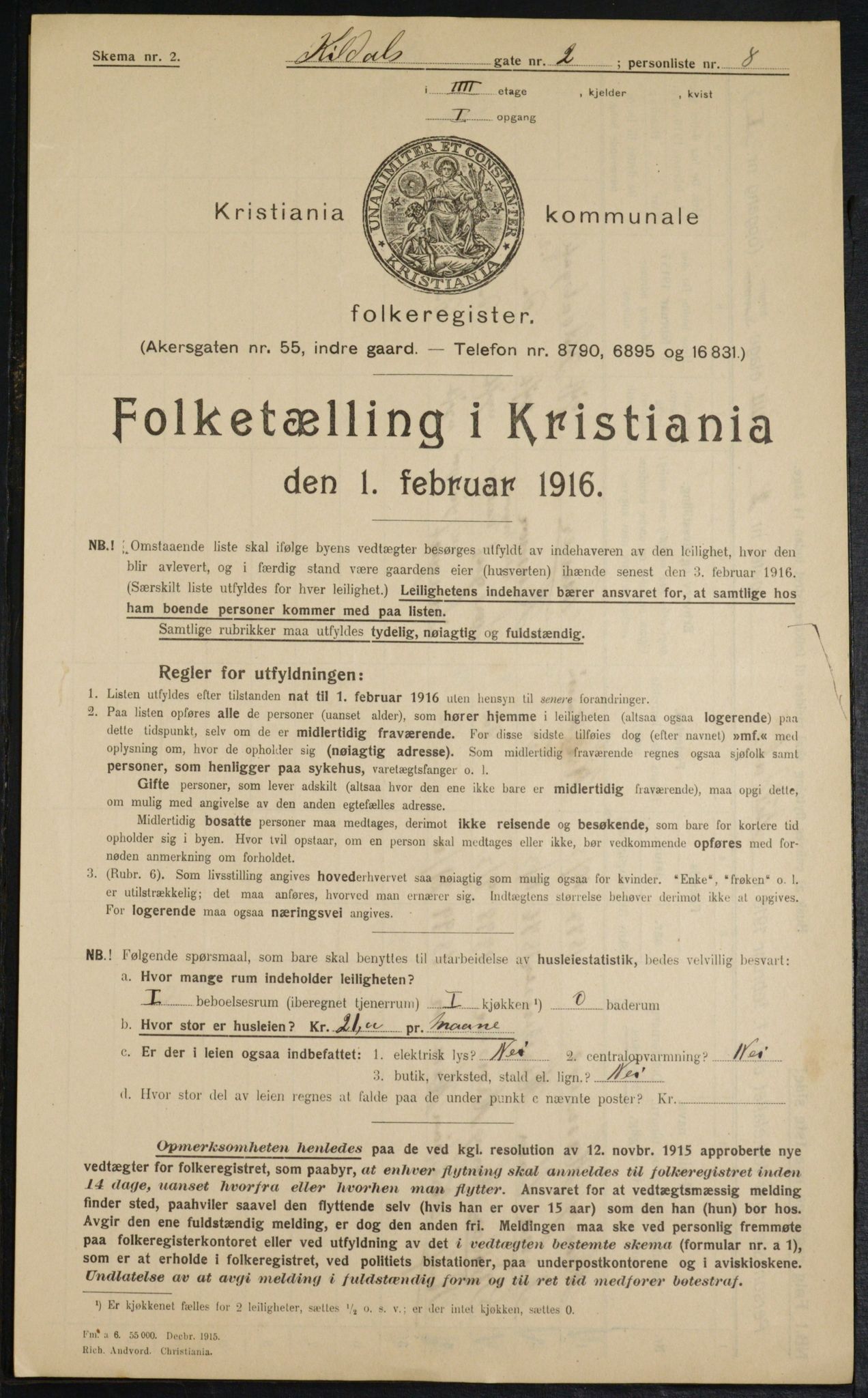 OBA, Municipal Census 1916 for Kristiania, 1916, p. 50601