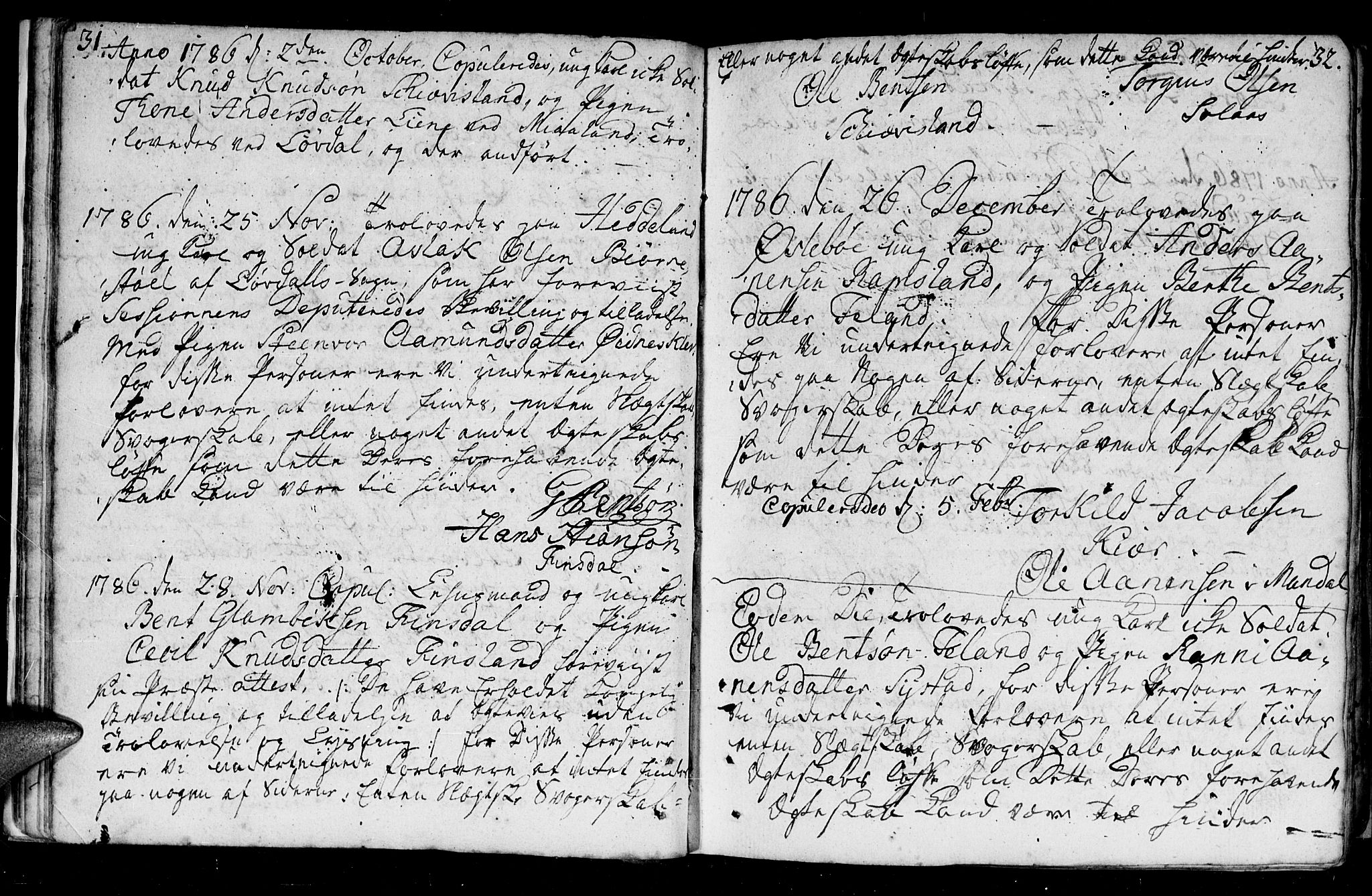 Holum sokneprestkontor, AV/SAK-1111-0022/F/Fa/Fac/L0001: Parish register (official) no. A 1, 1773-1820, p. 31-32