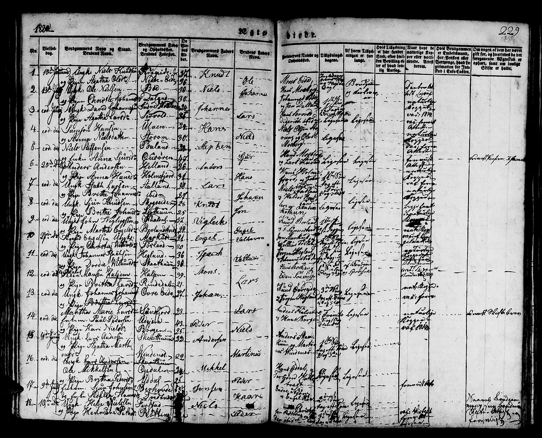 Os sokneprestembete, SAB/A-99929: Parish register (official) no. A 14, 1826-1839, p. 229
