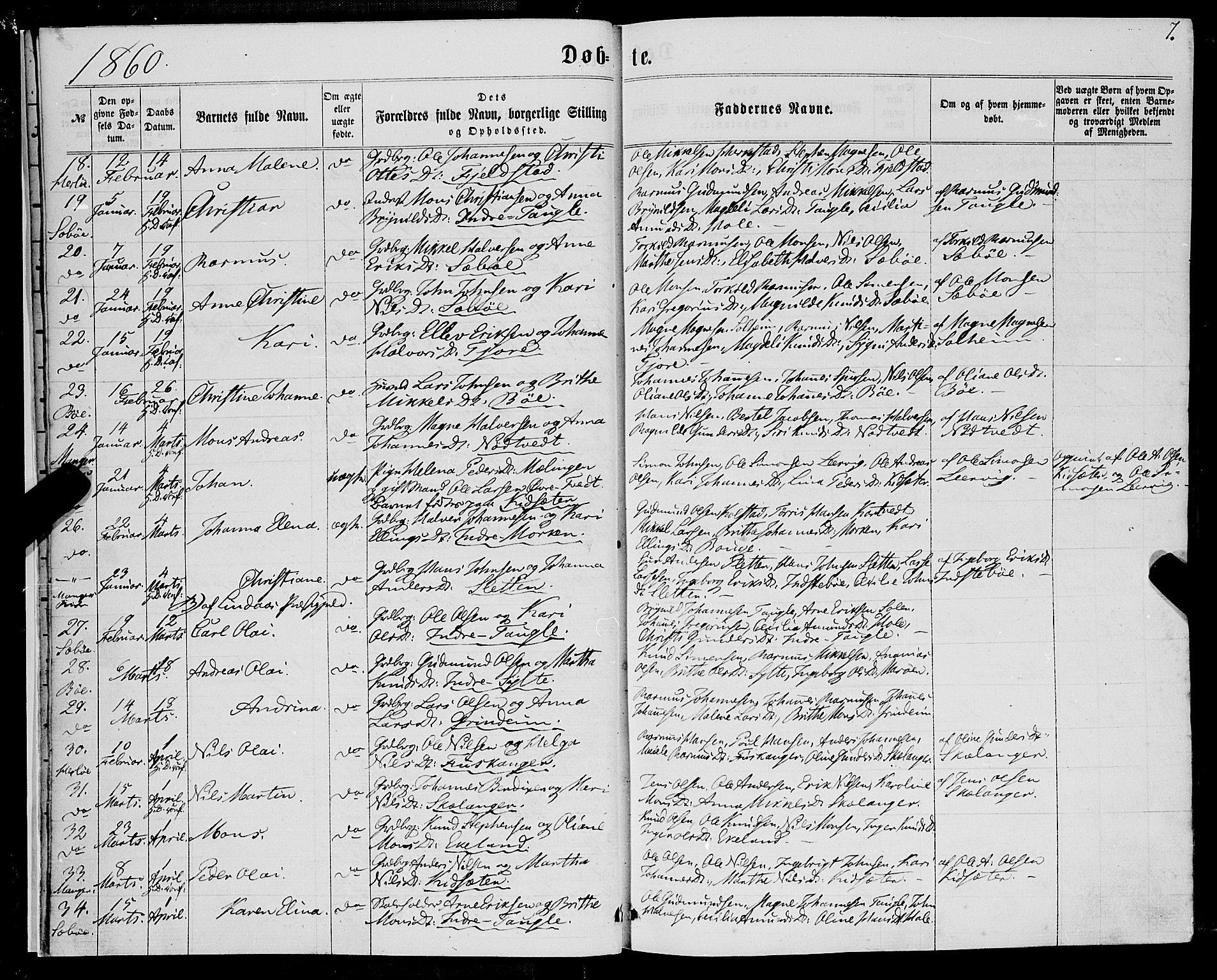 Manger sokneprestembete, SAB/A-76801/H/Haa: Parish register (official) no. A 7, 1860-1870, p. 7