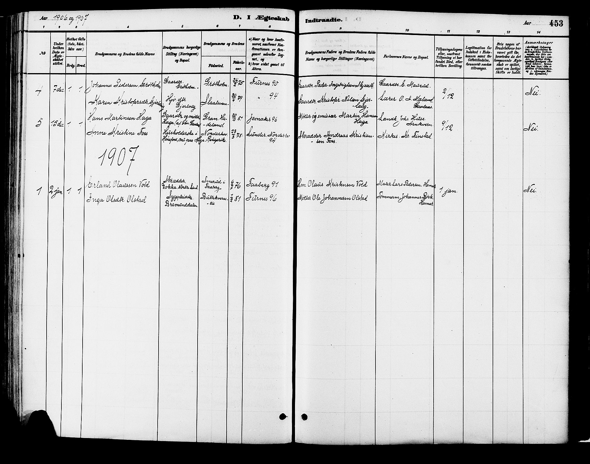 Vang prestekontor, Hedmark, SAH/PREST-008/H/Ha/Haa/L0018B: Parish register (official) no. 18B, 1880-1906, p. 453