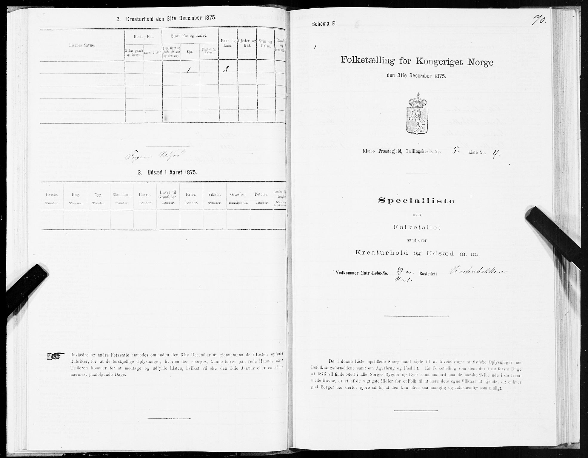 SAT, 1875 census for 1662P Klæbu, 1875, p. 2070