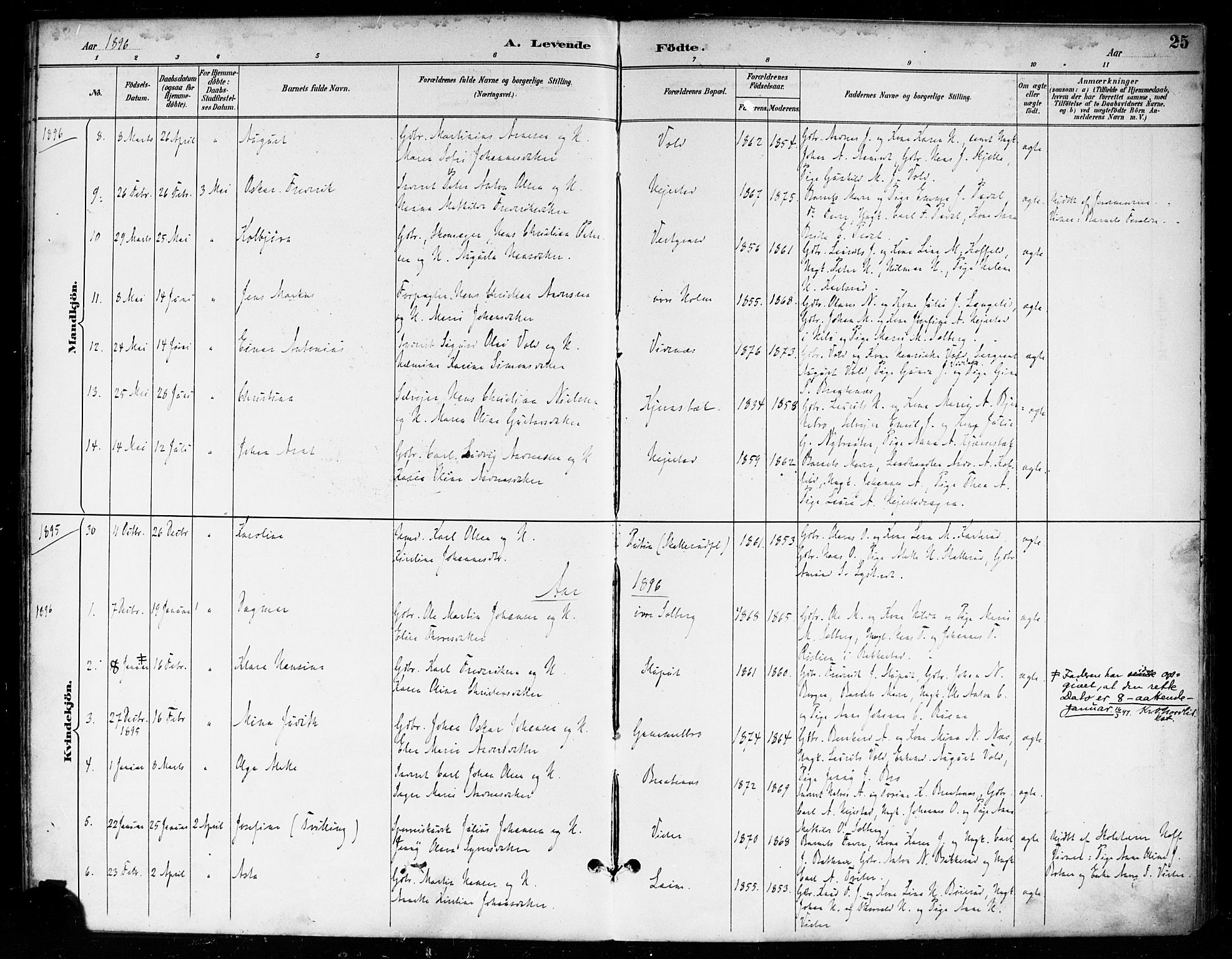 Skiptvet prestekontor Kirkebøker, SAO/A-20009/F/Fa/L0010: Parish register (official) no. 10, 1890-1900, p. 25