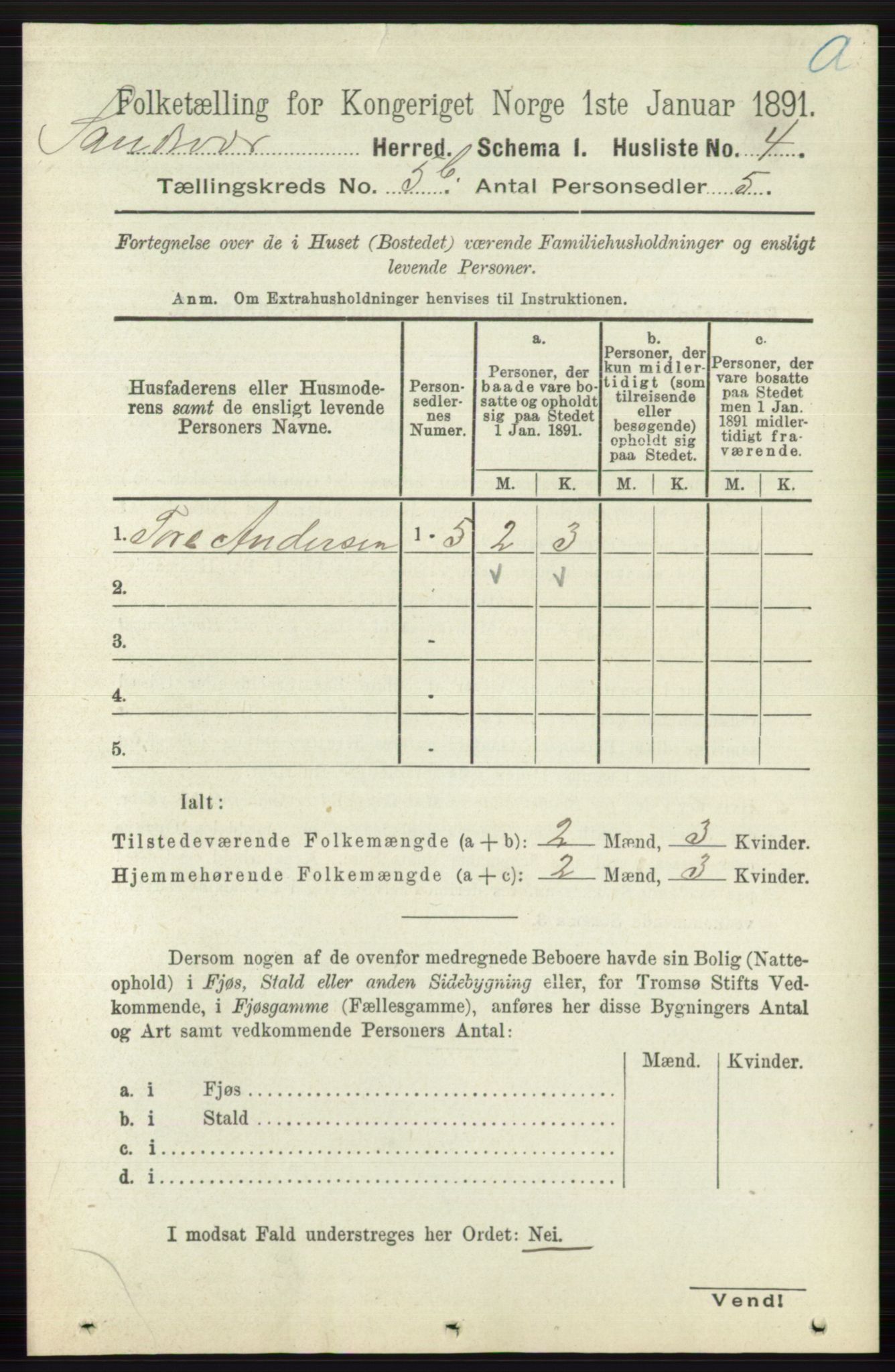 RA, 1891 census for 0629 Sandsvær, 1891, p. 2683
