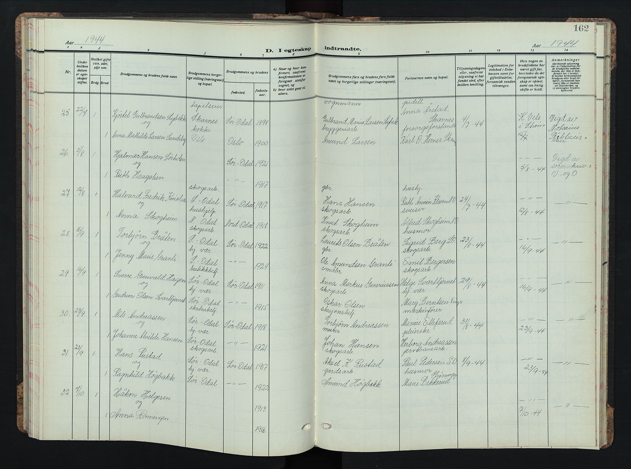 Sør-Odal prestekontor, AV/SAH-PREST-030/H/Ha/Hab/L0013: Parish register (copy) no. 13, 1933-1951, p. 162