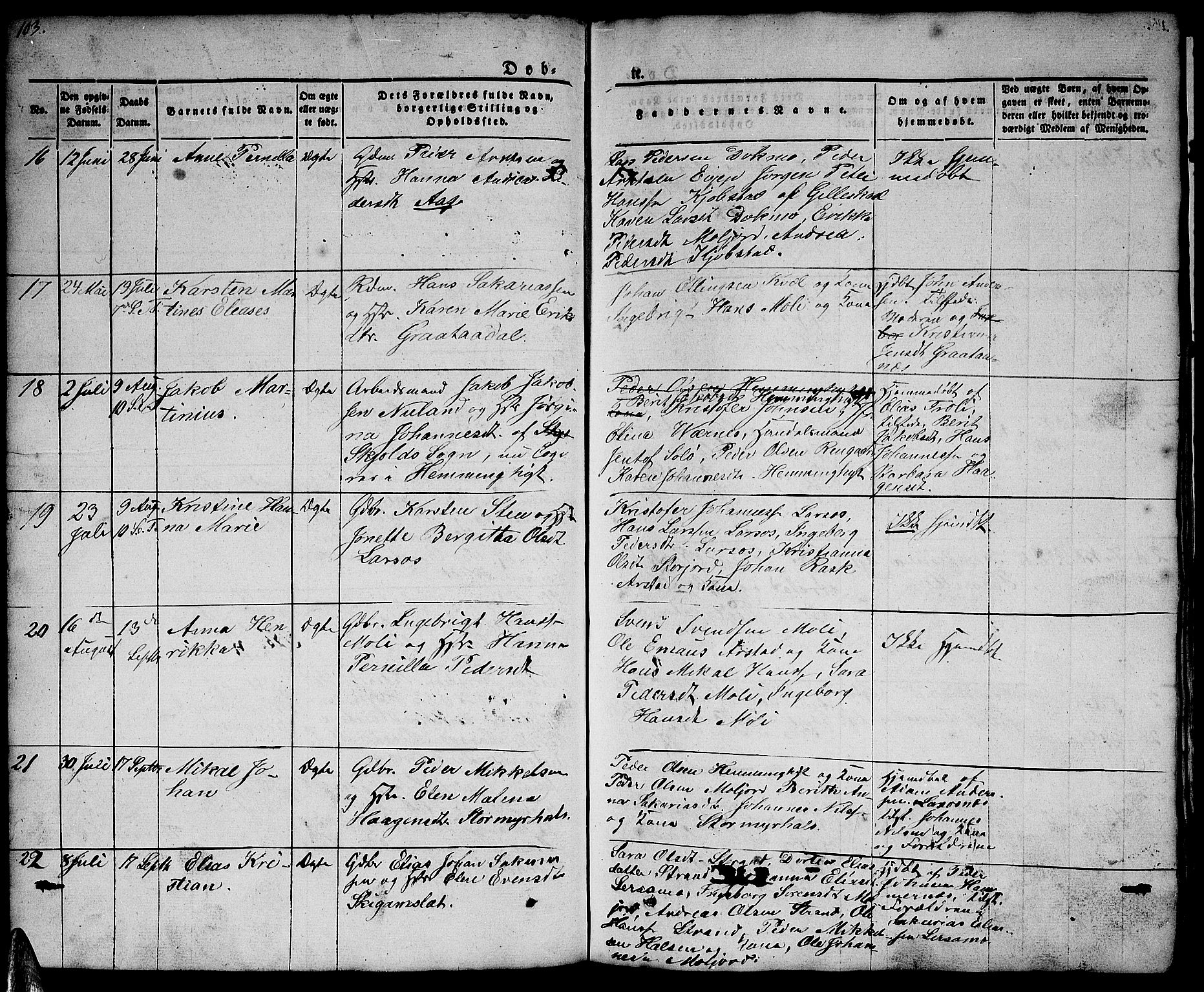 Ministerialprotokoller, klokkerbøker og fødselsregistre - Nordland, AV/SAT-A-1459/846/L0652: Parish register (copy) no. 846C02, 1841-1871, p. 103