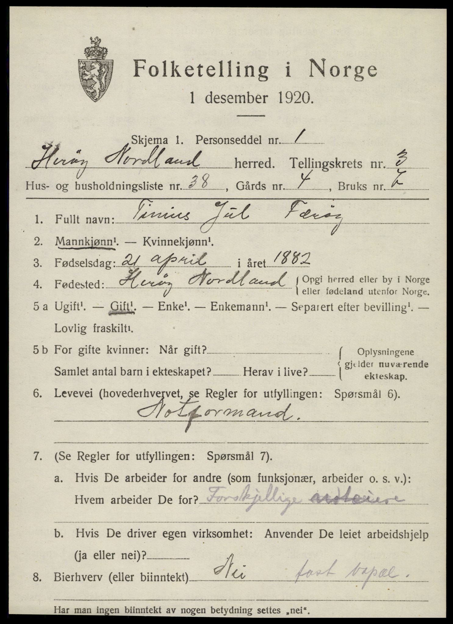 SAT, 1920 census for Herøy, 1920, p. 2426