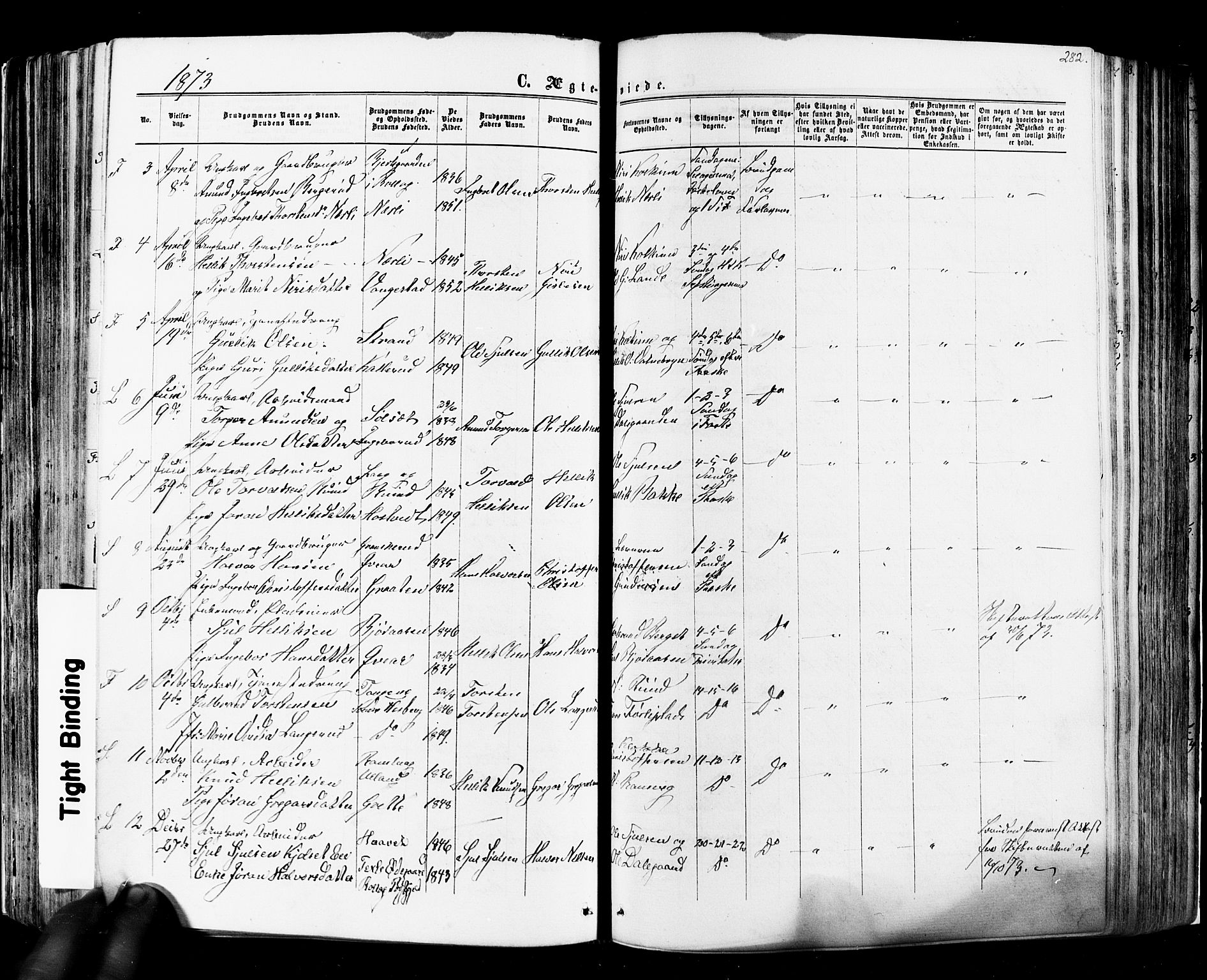 Flesberg kirkebøker, SAKO/A-18/F/Fa/L0007: Parish register (official) no. I 7, 1861-1878, p. 282